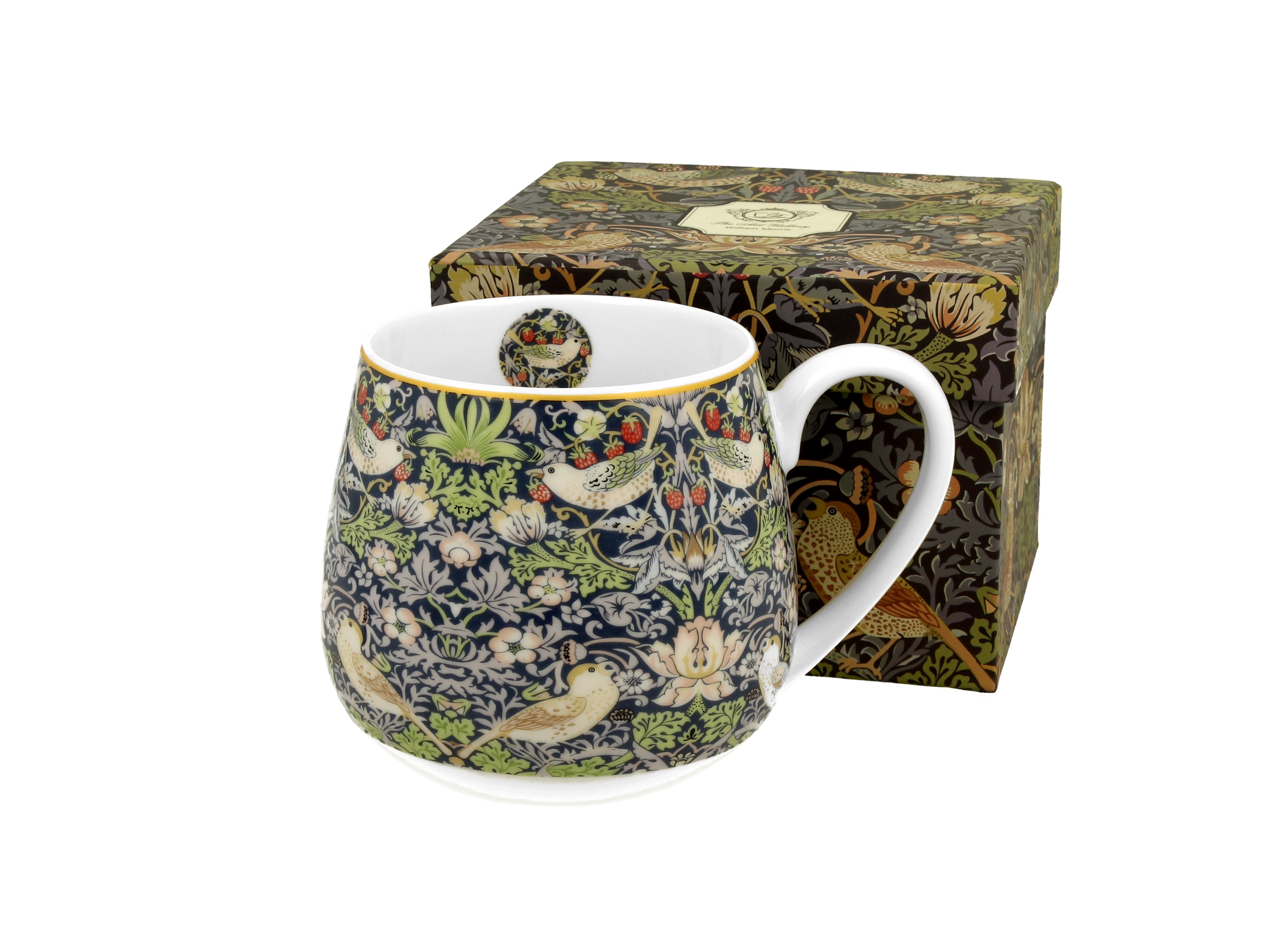 Porcelánový sudový hrnček William Morris - Strawberry Thief Blue 430 ml