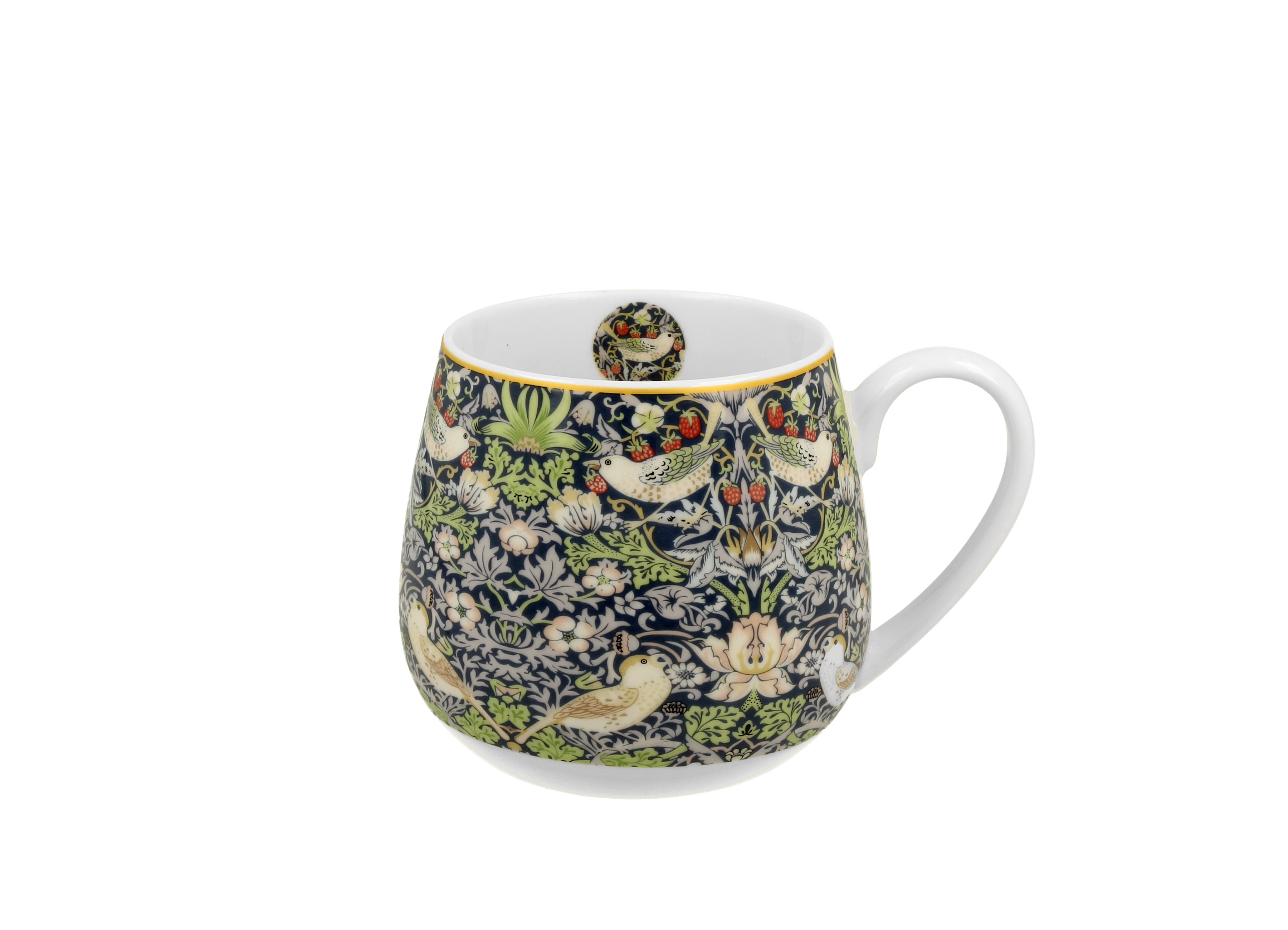 Porcelánový sudový hrnček William Morris - Strawberry Thief Blue 430 ml