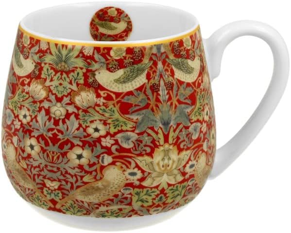 Porcelánový sudový hrnček William Morris - Strawberry Thief Red 430 ml