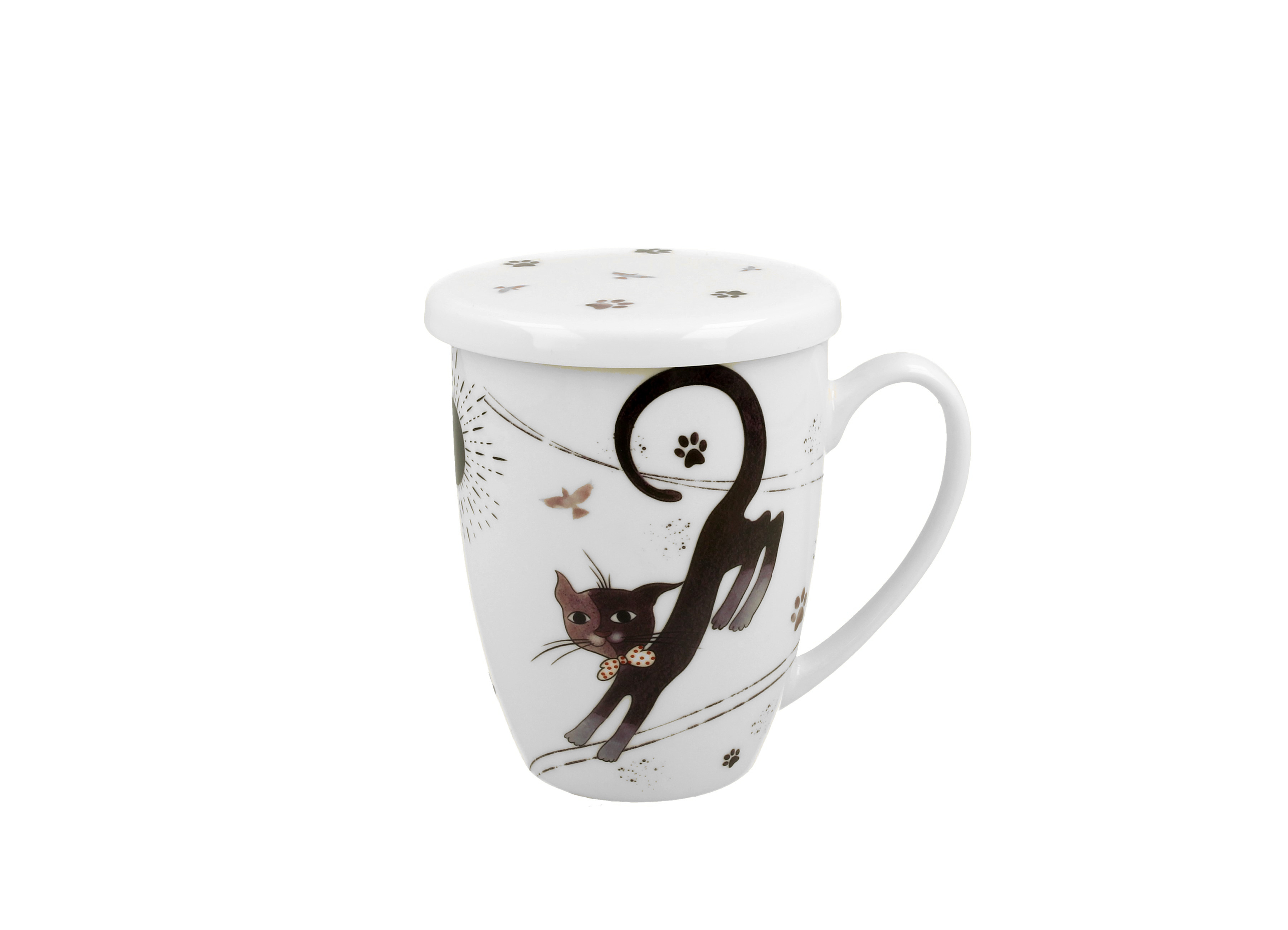 Porcelánový hrnček so sitkom a krytom Charming Cats - Roztomilé mačky 380 ml
