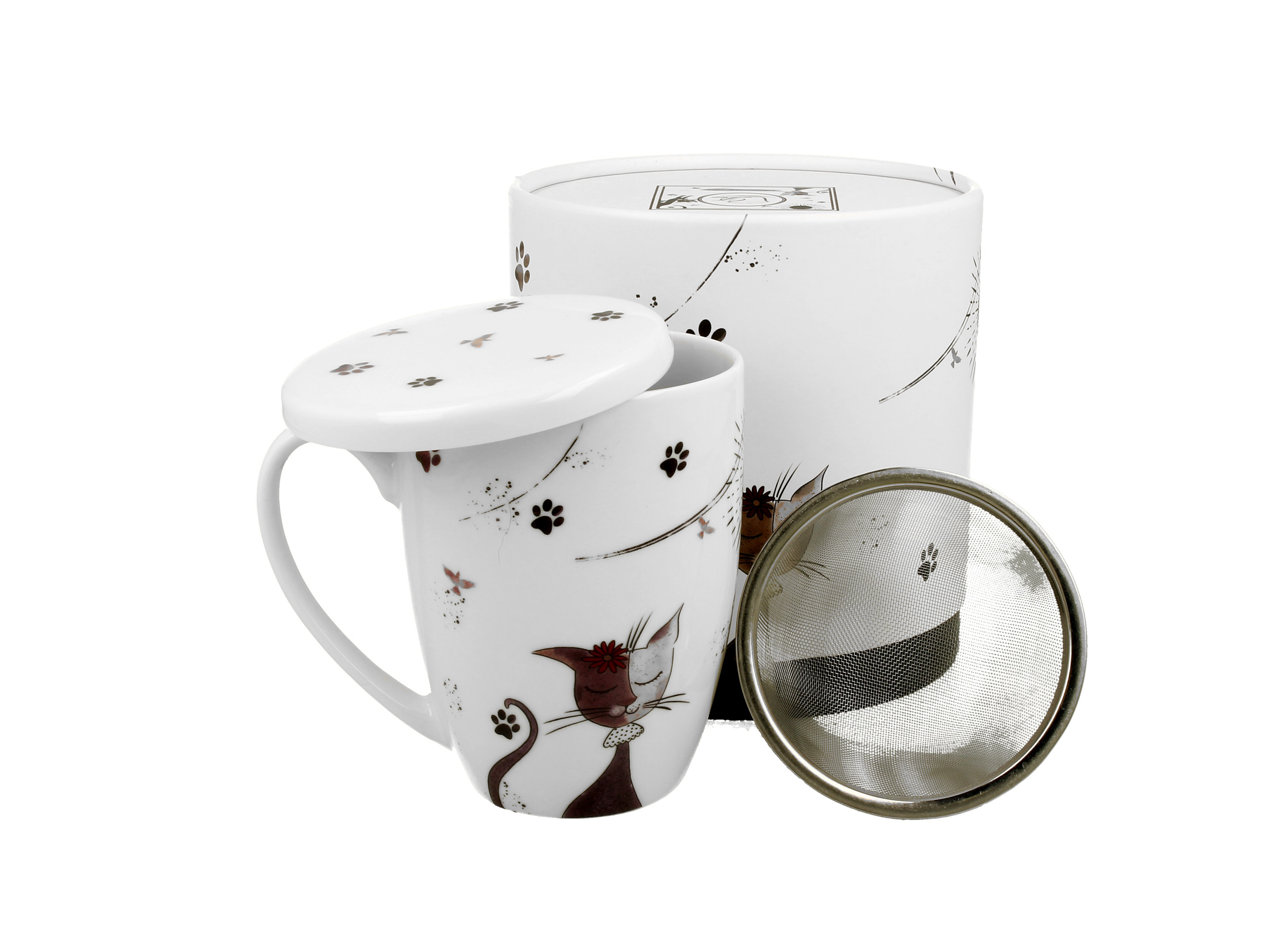 Porcelánový hrnček so sitkom a krytom Charming Cats - Roztomilé mačky 380 ml
