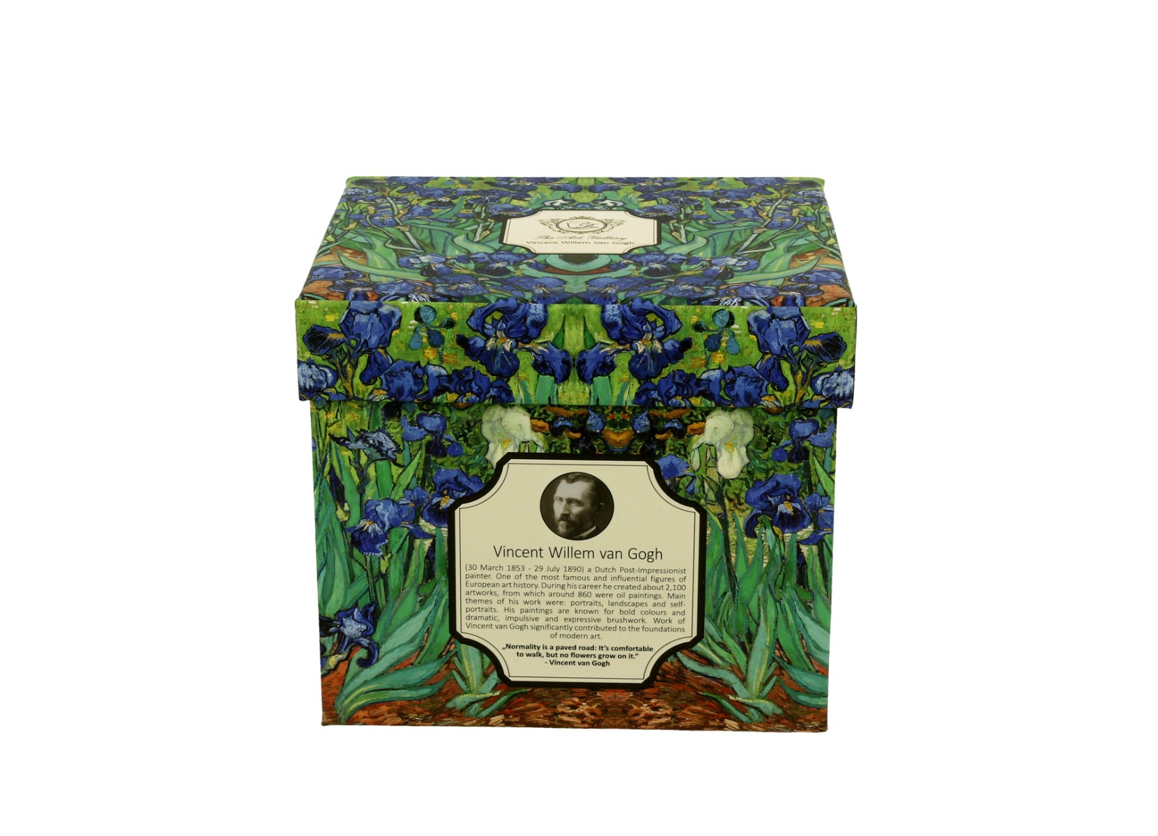 Porcelánový sudový hrnček so sitkom a krytom Vincent Van Gogh - Irises 430 ml