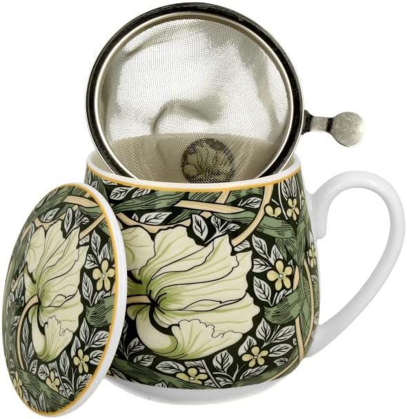 Porcelánový sudový hrnček so sitkom a krytom William Morris - Pimpernel 430 ml