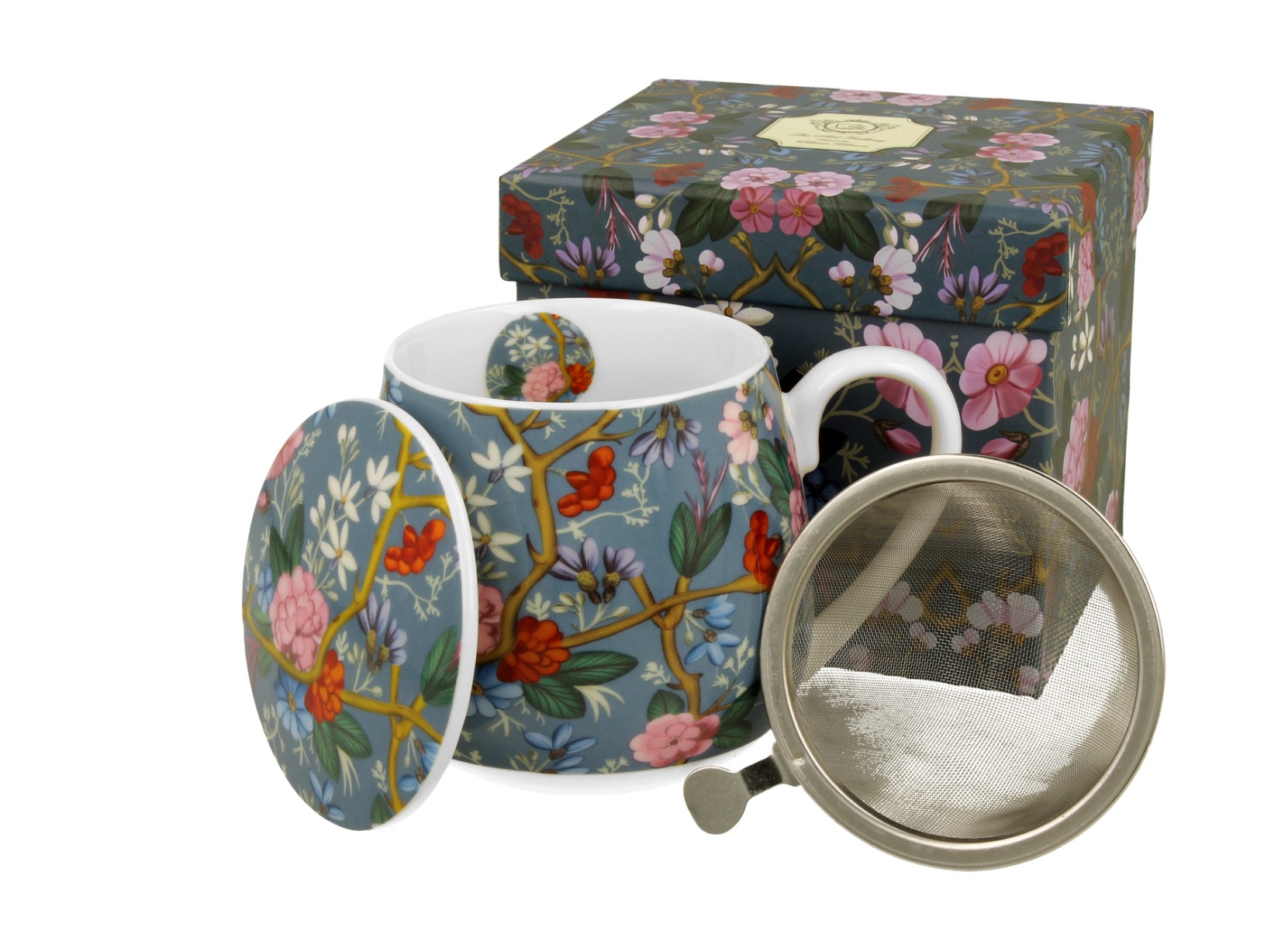 Porcelánový sudový hrnček so sitkom a krytom W. Kilburn - Blue 430 ml
