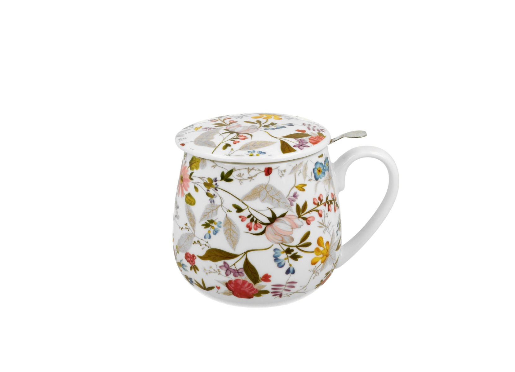 Porcelánový sudový hrnček so sitkom a krytom W. Kilburn - White 430 ml