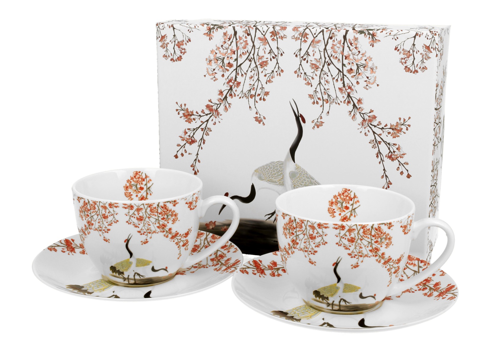 Sada dvoch šálok s podšálkou Sakura & Cranes 280 ml