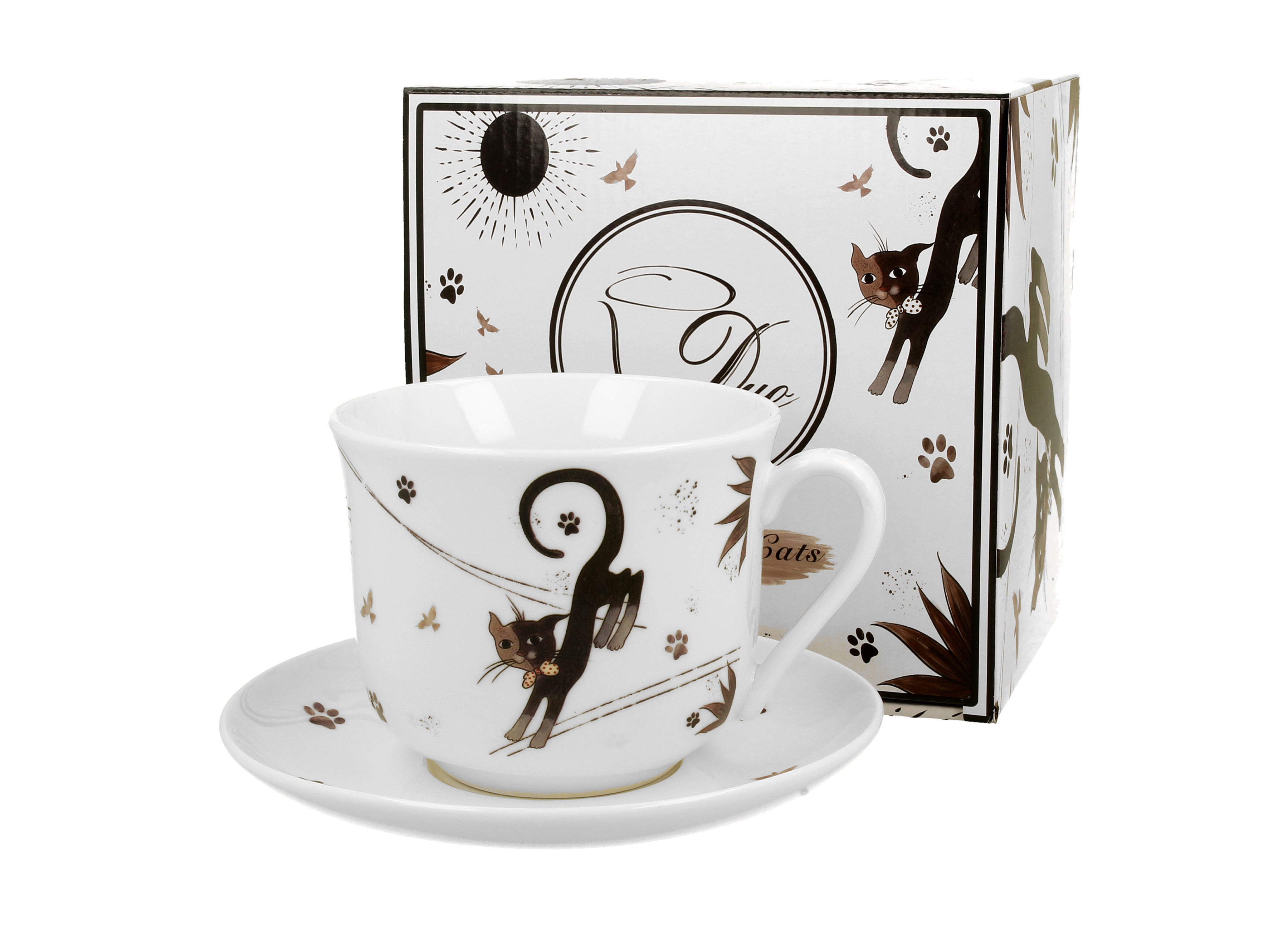 Jumbo porcelánová šálka s podšálkou Charming Cats - Roztomilé mačky 470 ml