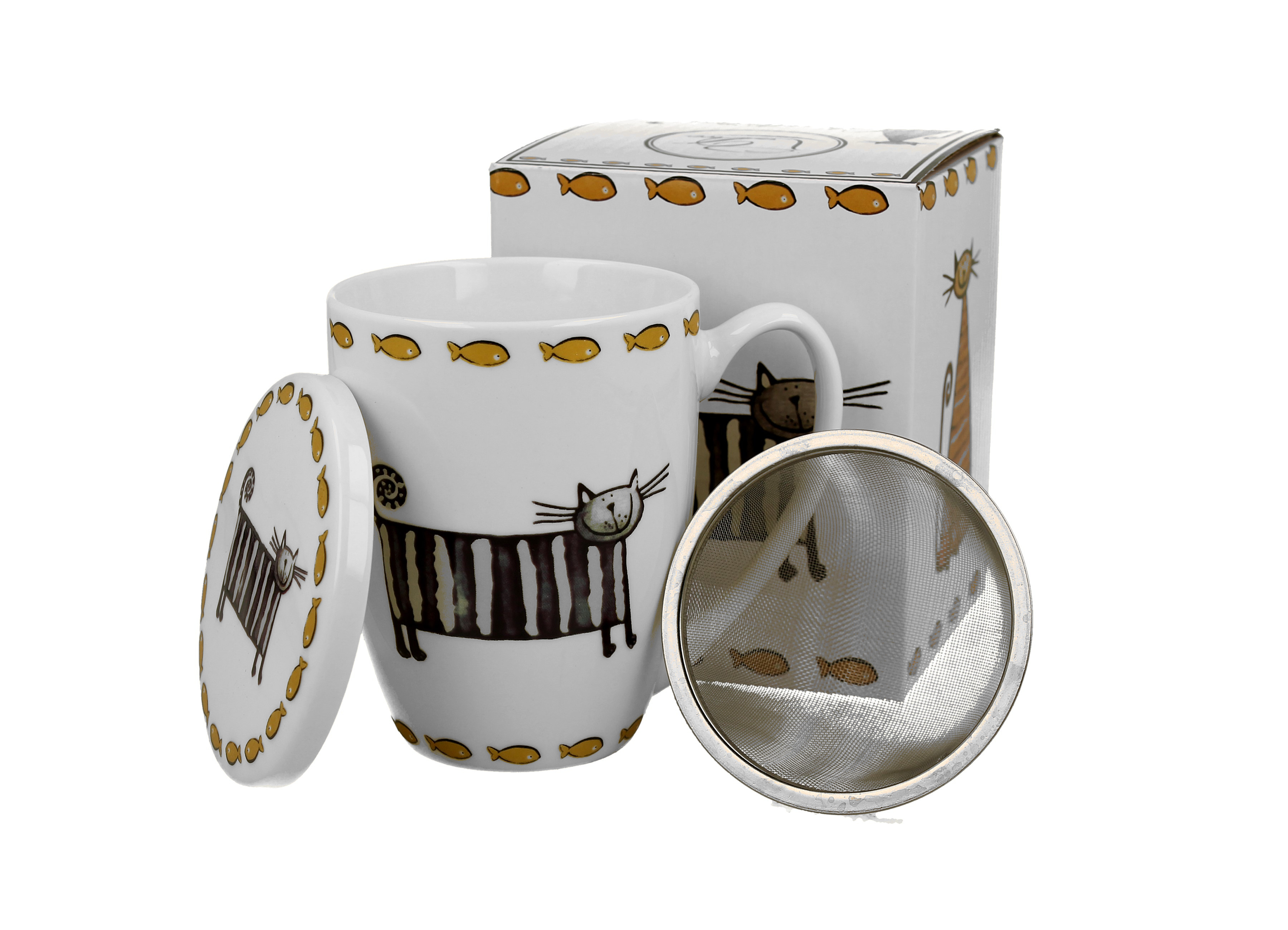 Porcelánový hrnček so sitkom a krytom Classic Cats - Mačky 380 ml