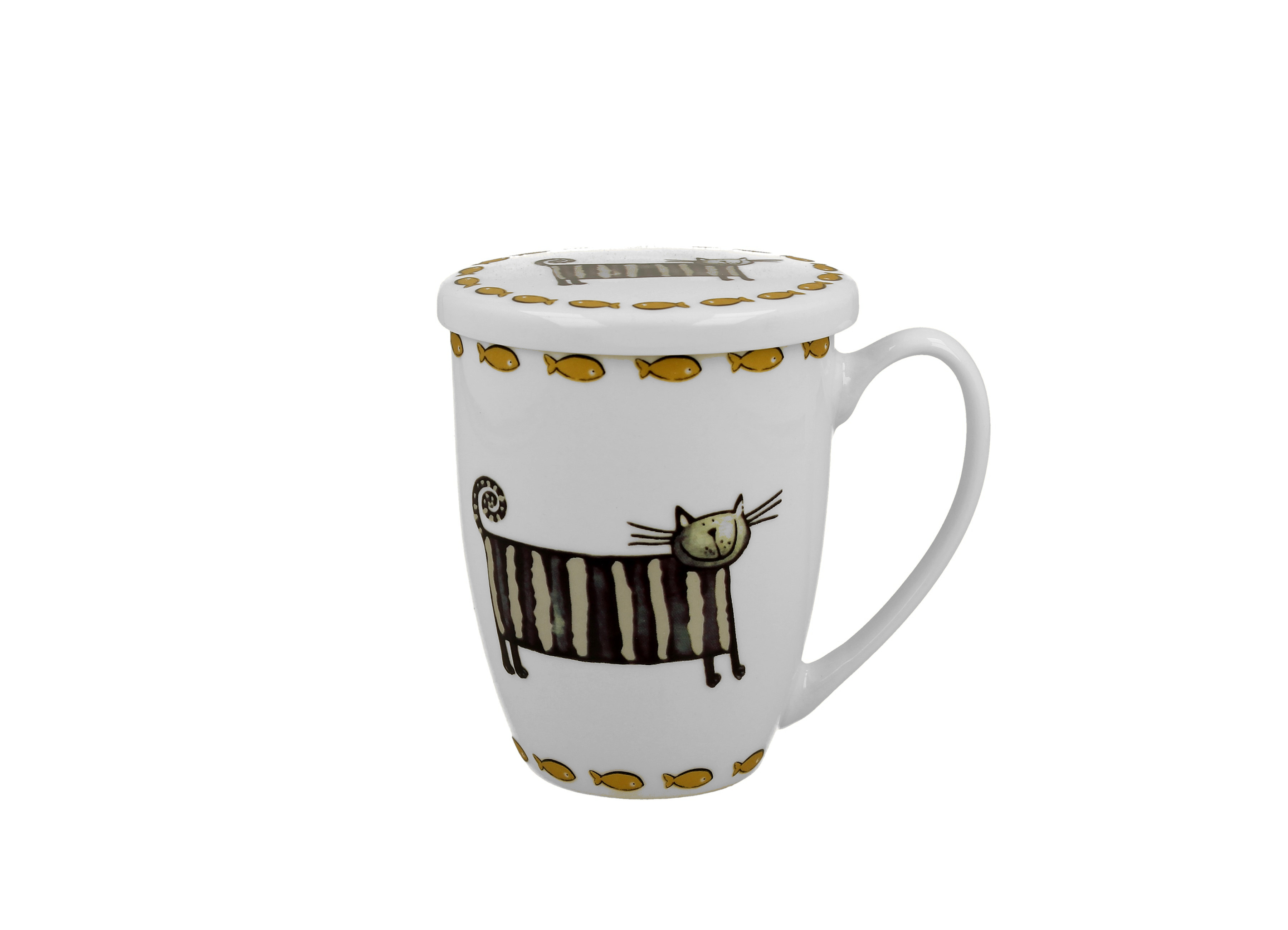 Porcelánový hrnček so sitkom a krytom Classic Cats - Mačky 380 ml