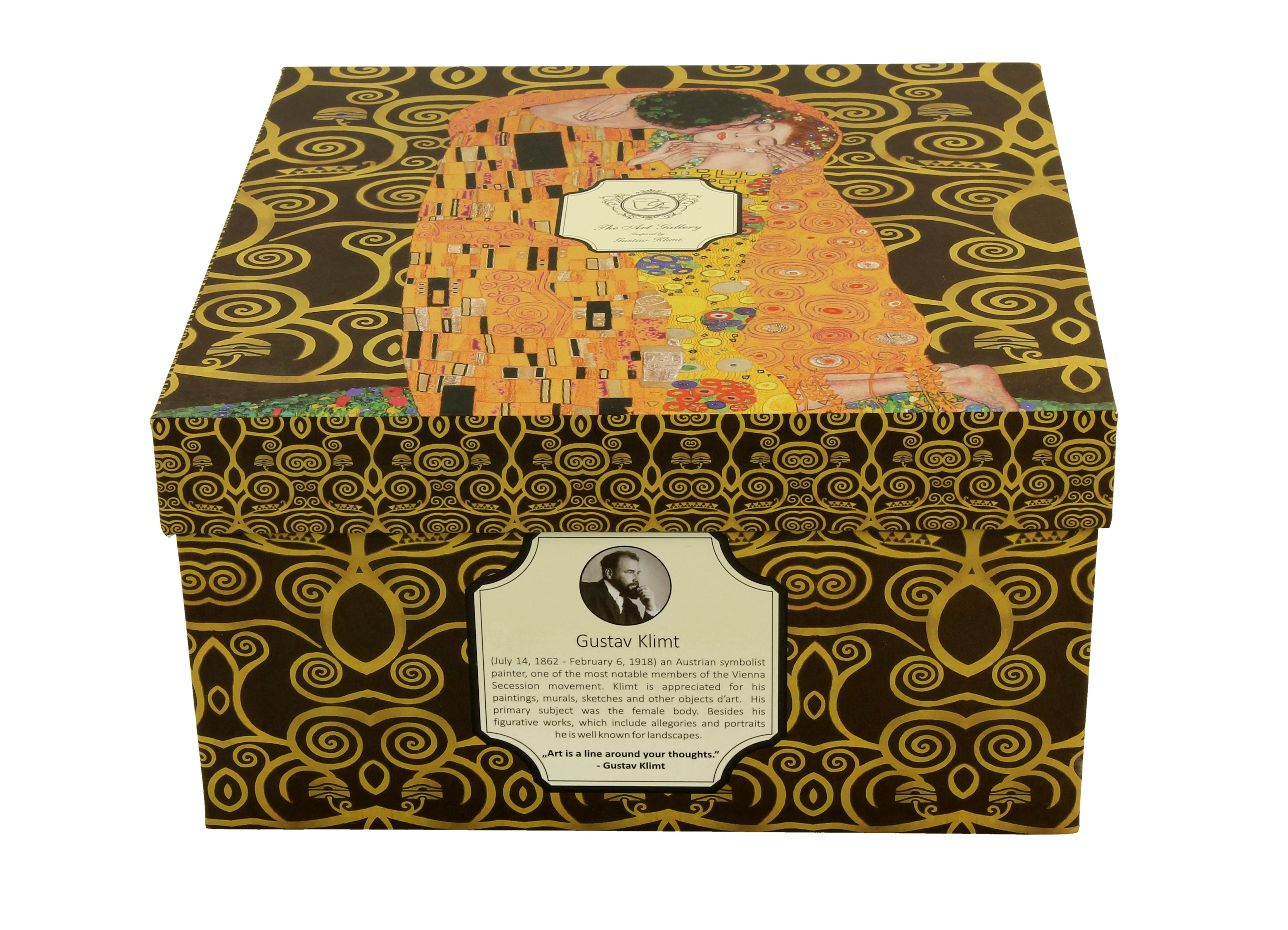 Jumbo porcelánová šálka s podšálkou Gustav Klimt - The Kiss Brown 470 ml