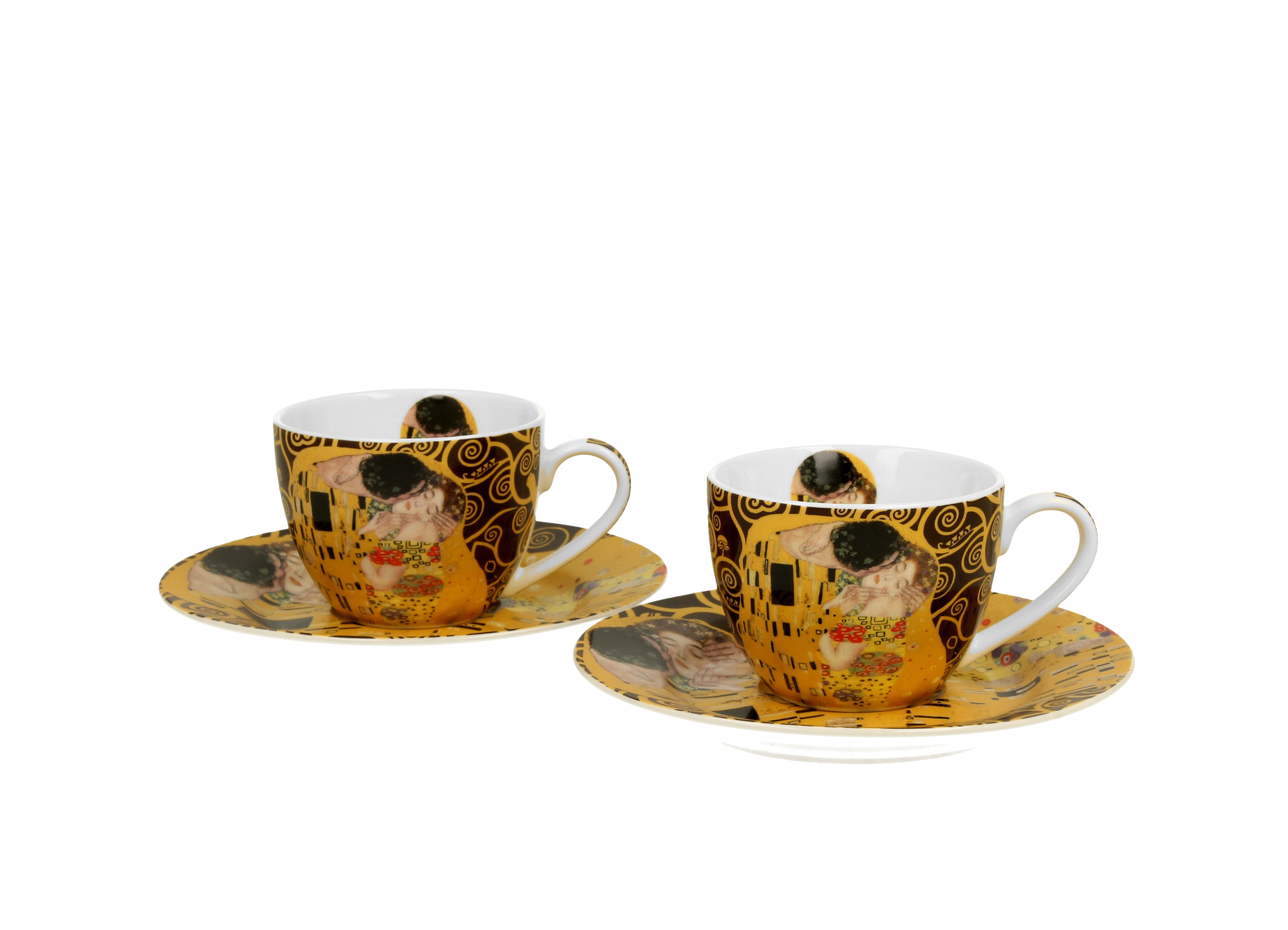 Sada dvoch espresso šálok s podšálkou Gustav Klimt - The Kiss Brown 110 ml