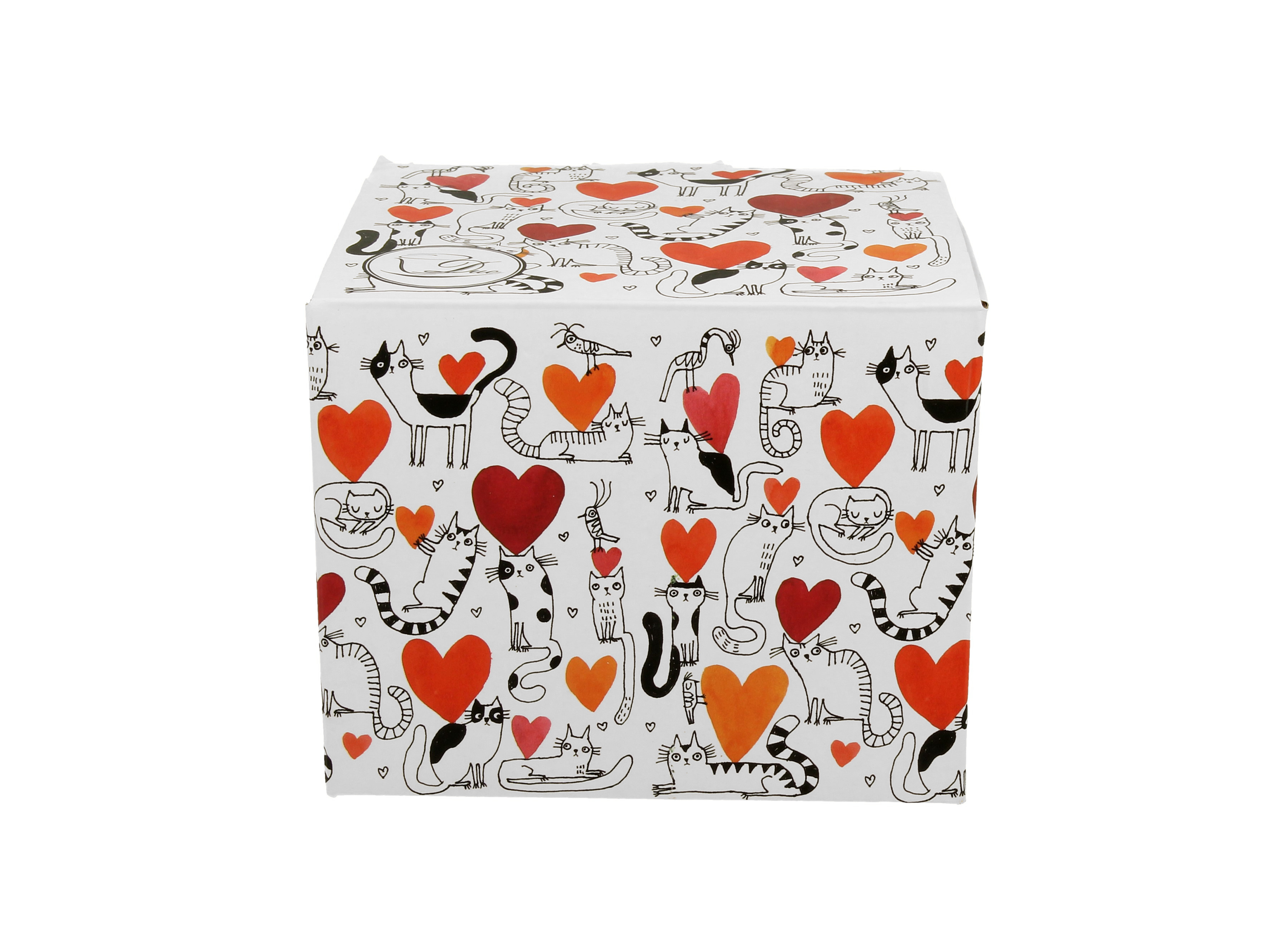 Rovný porcelánový hrnček Mačky a srdiečka 610 ml