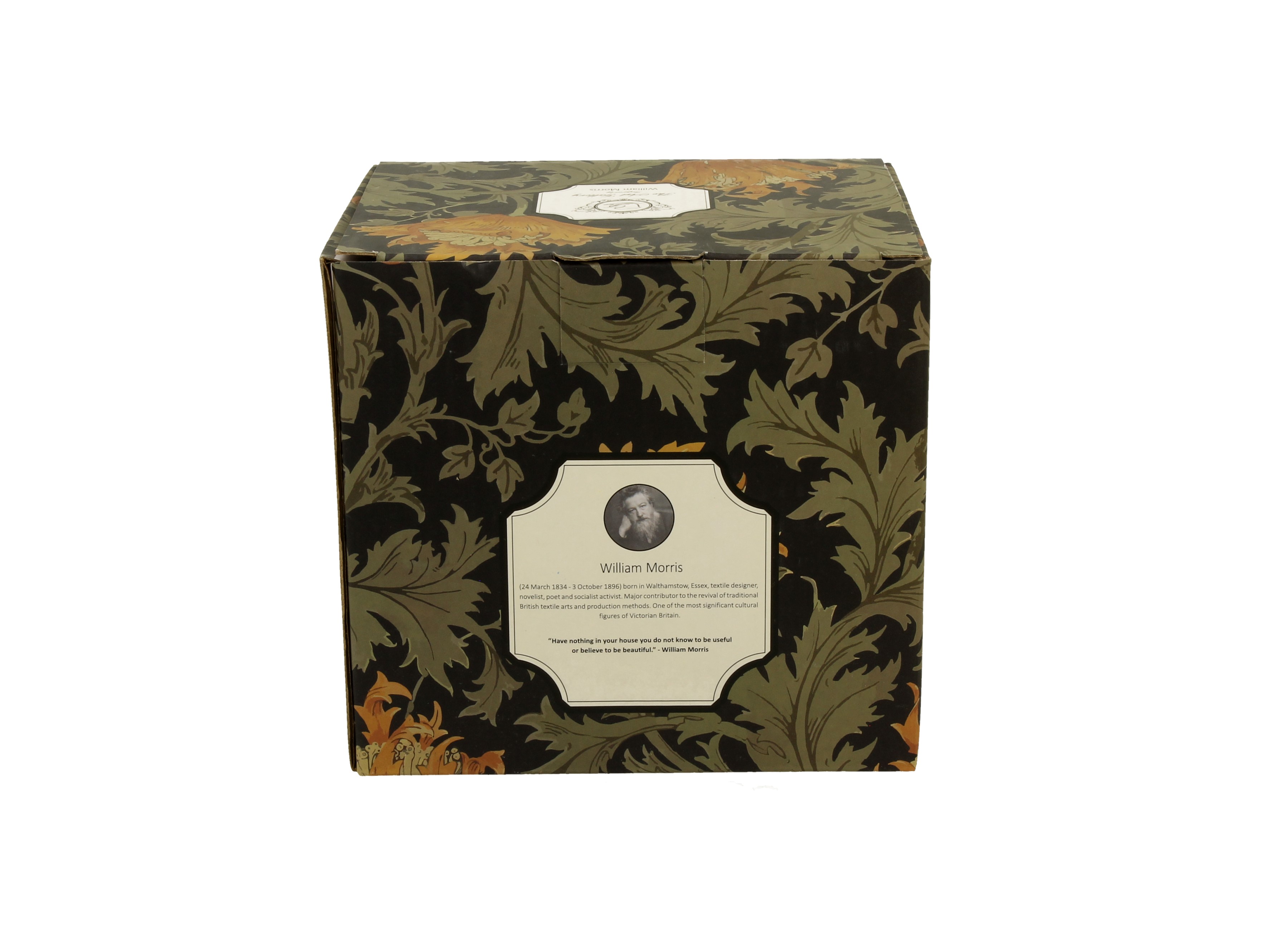 Porcelánový sudový hrnček so sitkom a krytom William Morris -  Chrysanthemum 430 ml