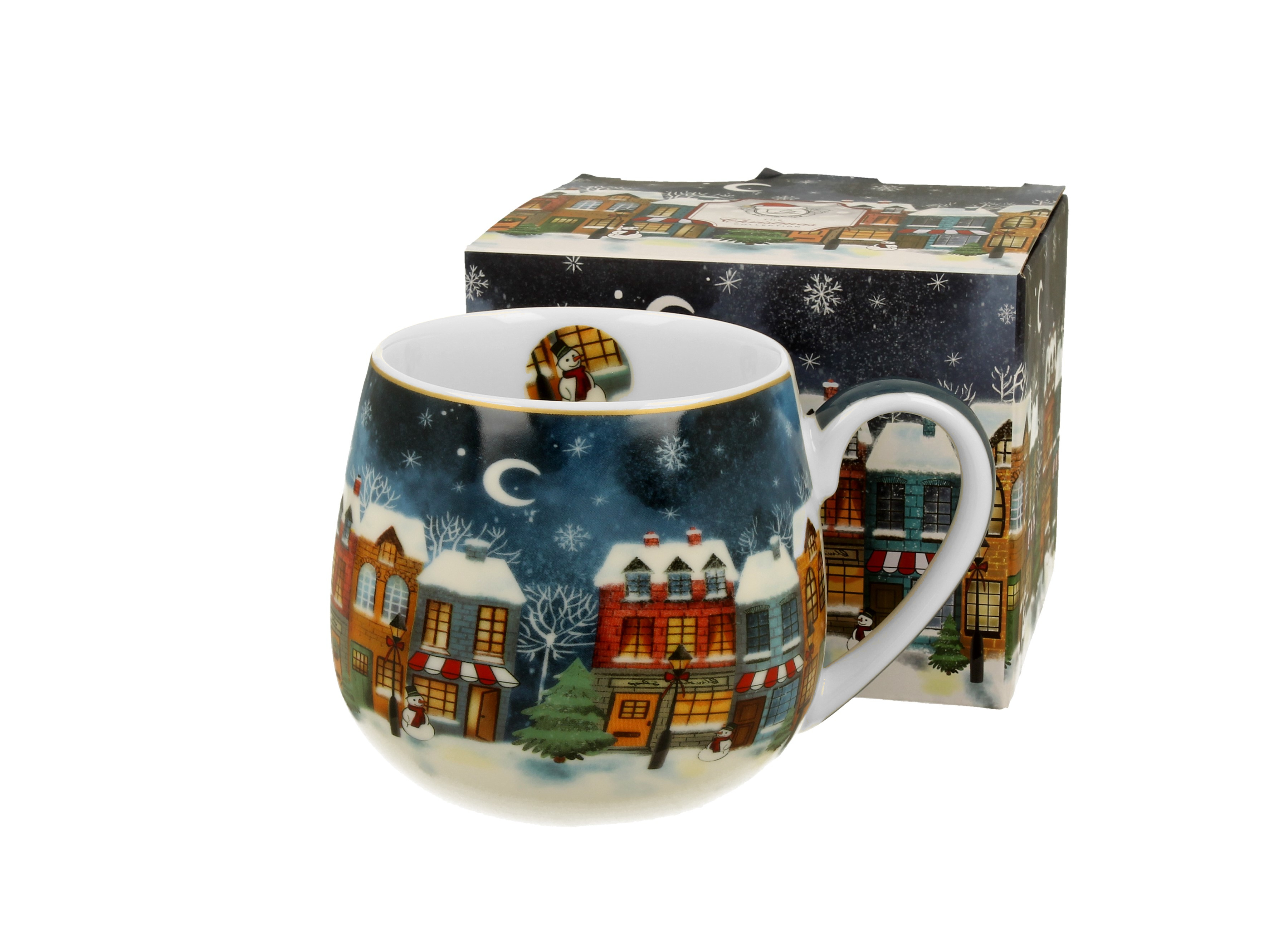 Porcelánový sudový hrnček Vianočné mesto 430 ml
