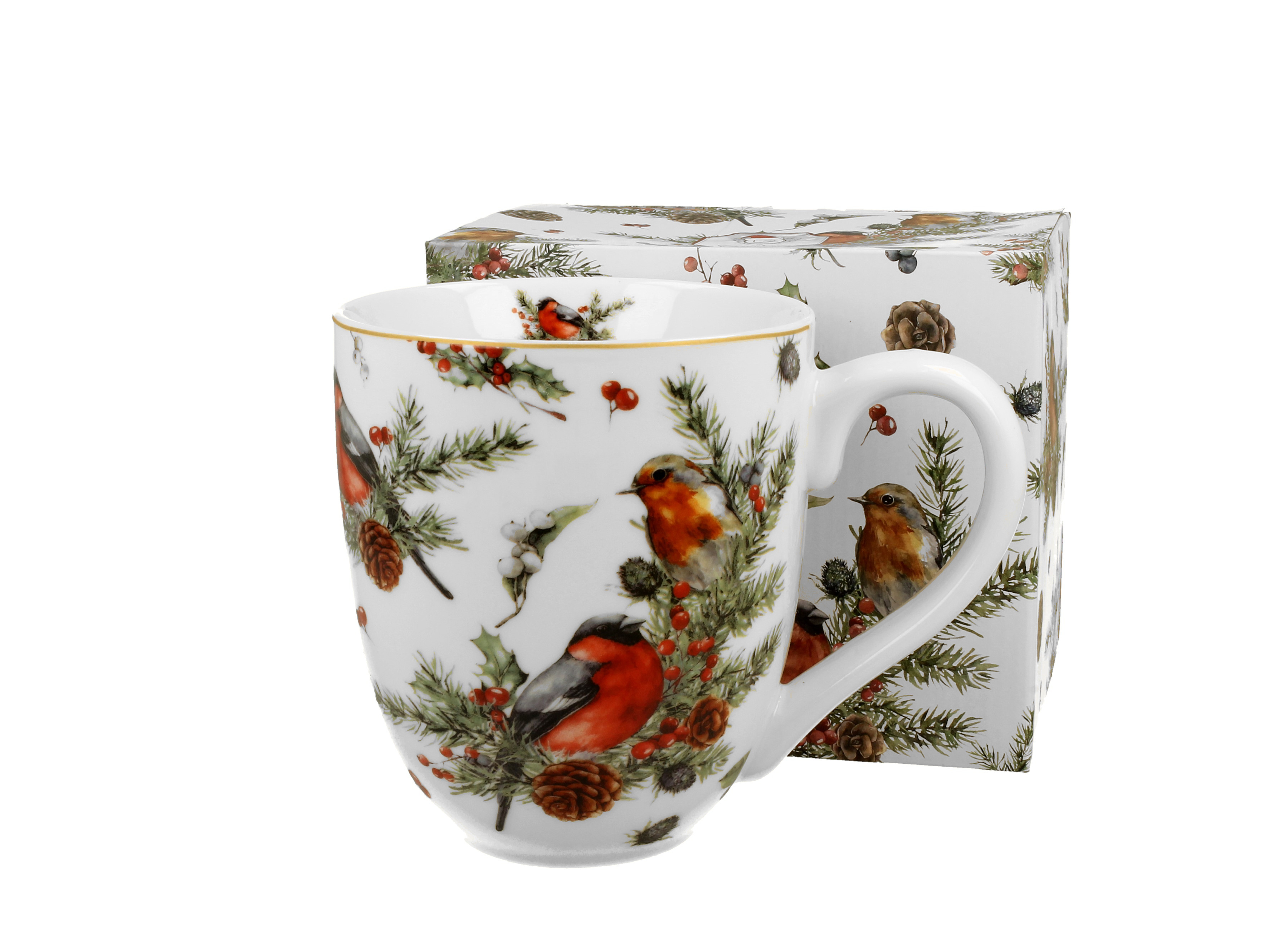 Porcelánový hrnček XXL Vianočné vtáky 1000 ml