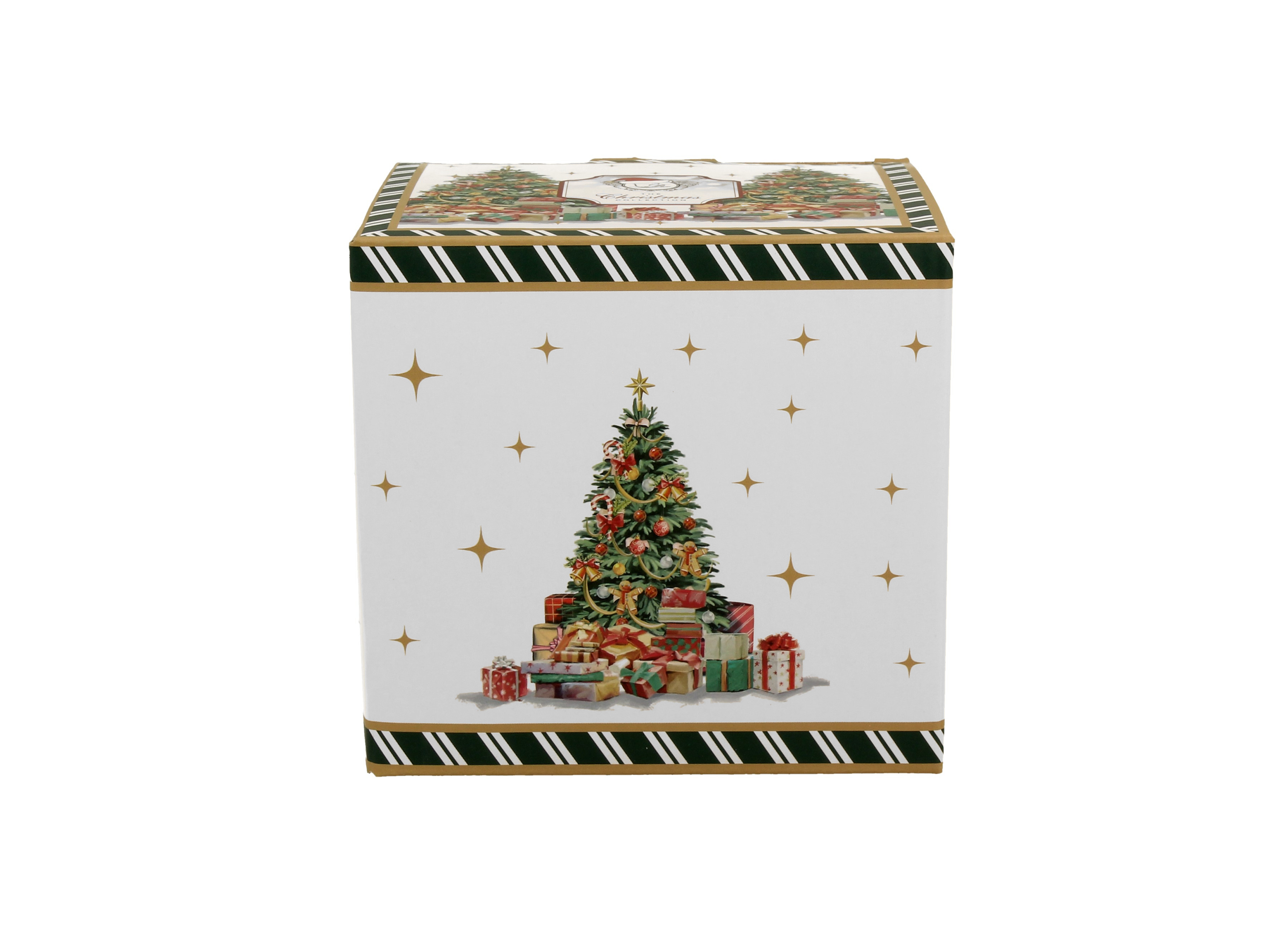 Porcelánový sudový hrnček so sitkom a krytom Vianočný strom 430 ml