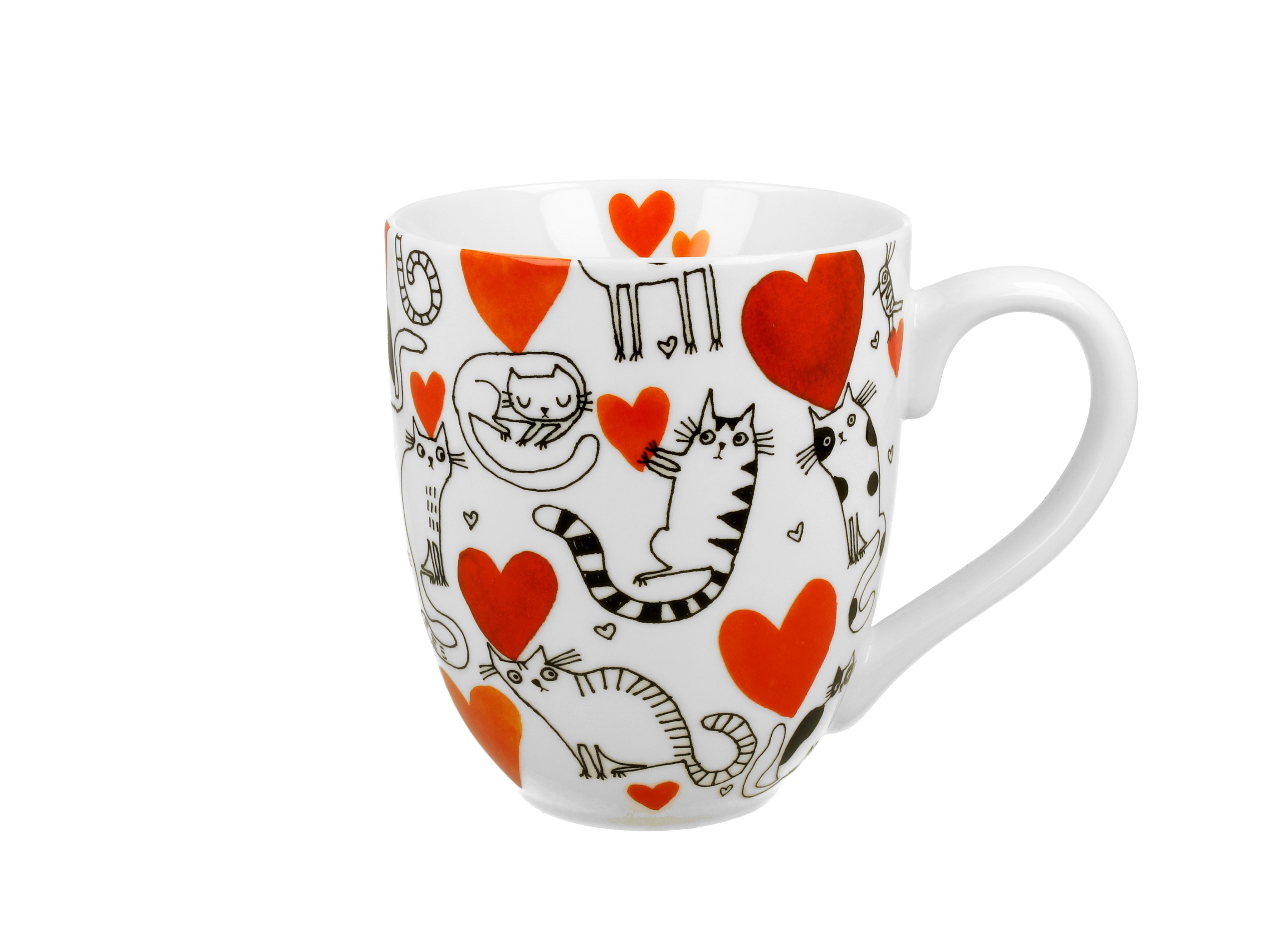Porcelánový jumbo hrnček XXL Mačky a srdiečka 1000 ml