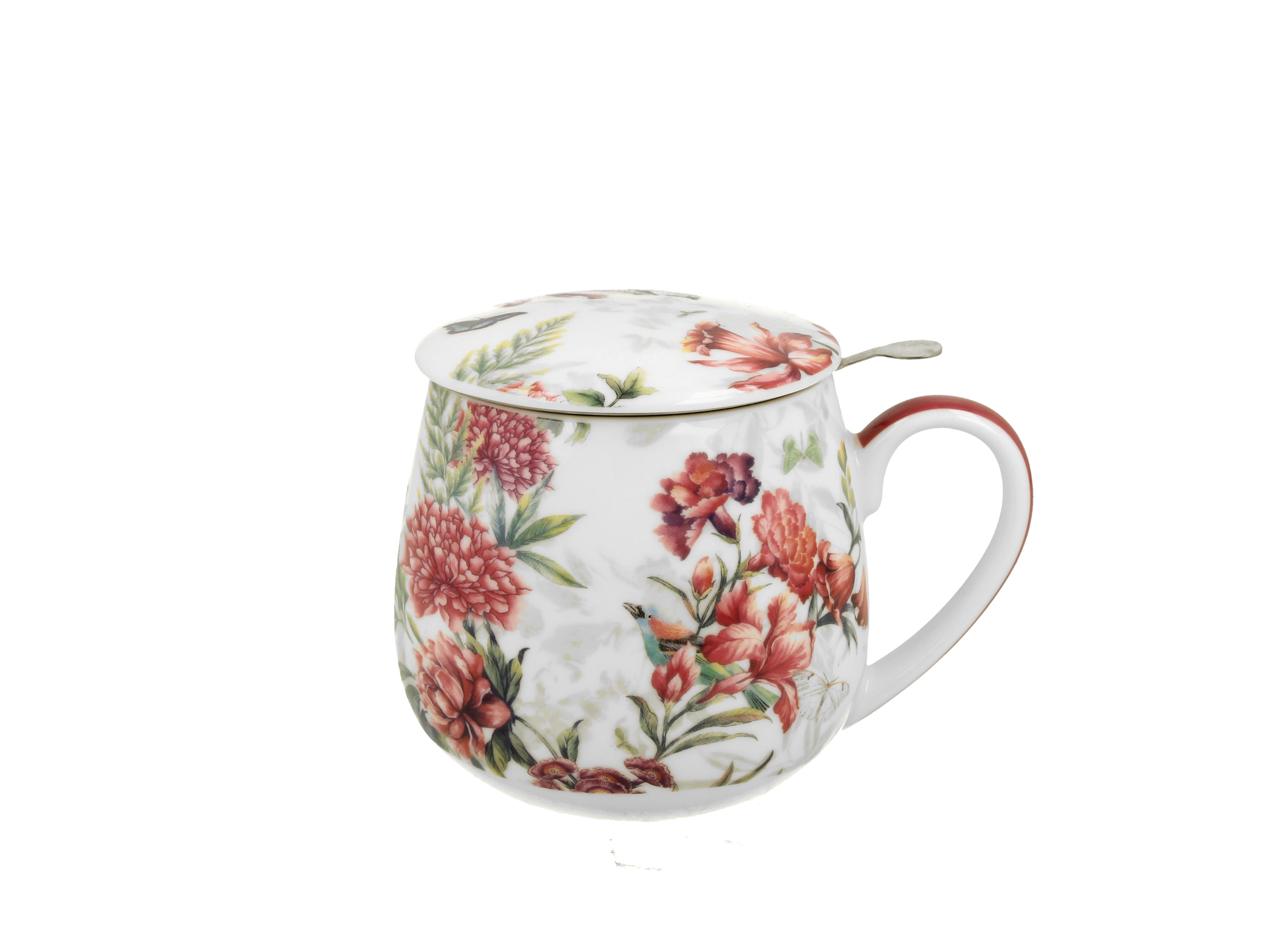 Porcelánový sudový hrnček so sitkom a krytom Lucia 430 ml