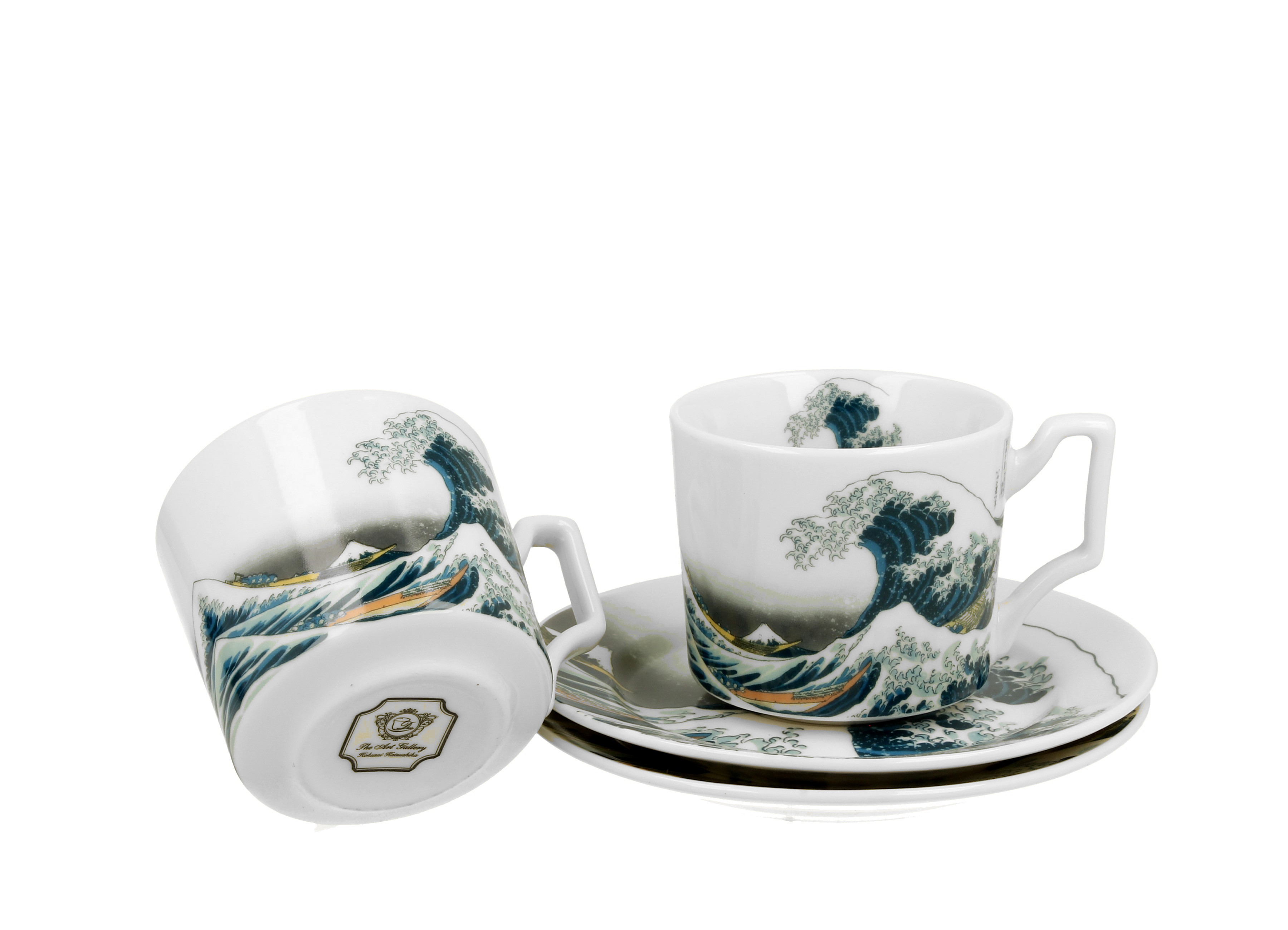 Sada dvoch luxusných espresso šálok s podšálkou K. Hokusai - The Great Wave 110 ml
