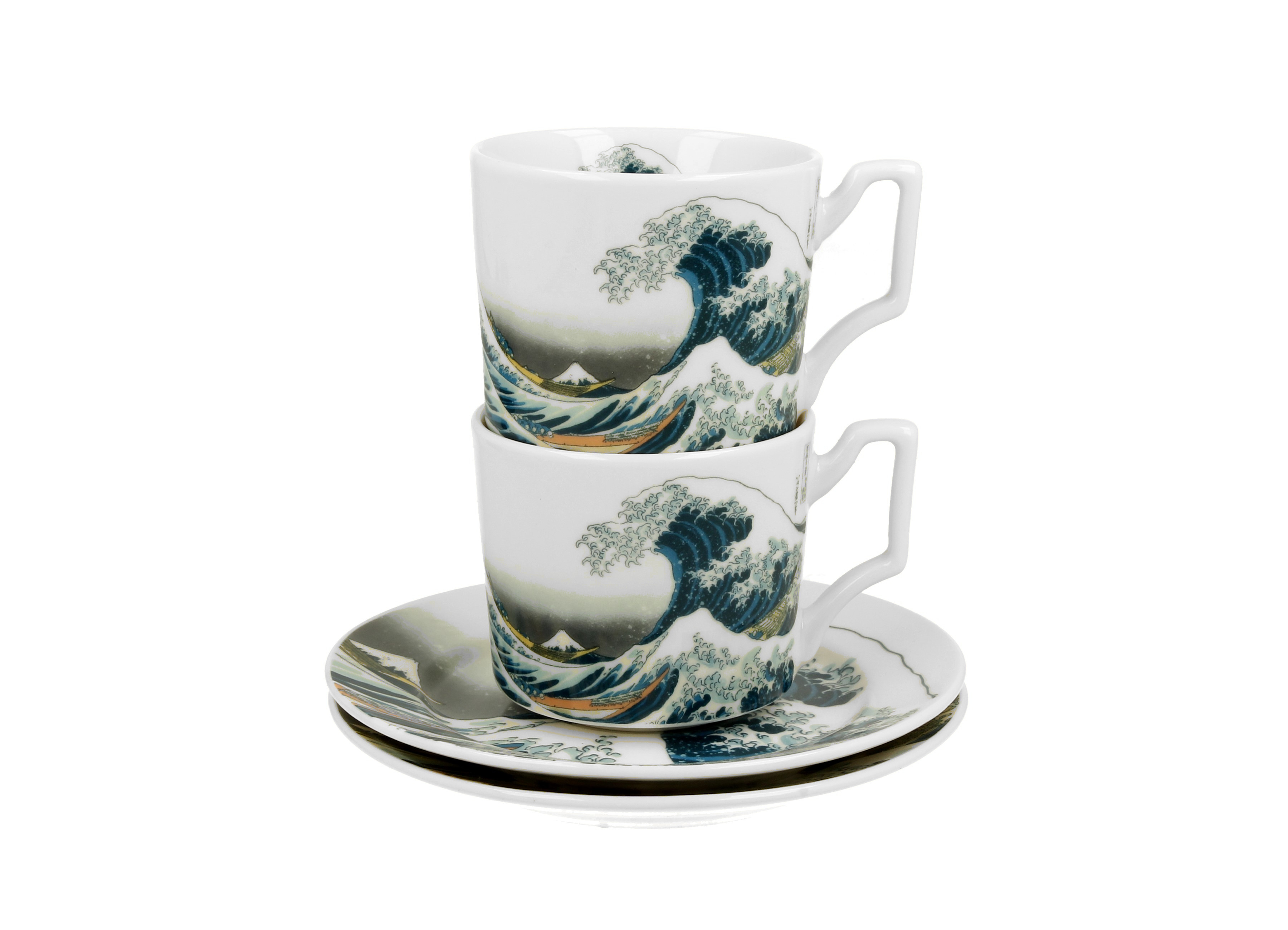 Sada dvoch luxusných espresso šálok s podšálkou K. Hokusai - The Great Wave 110 ml