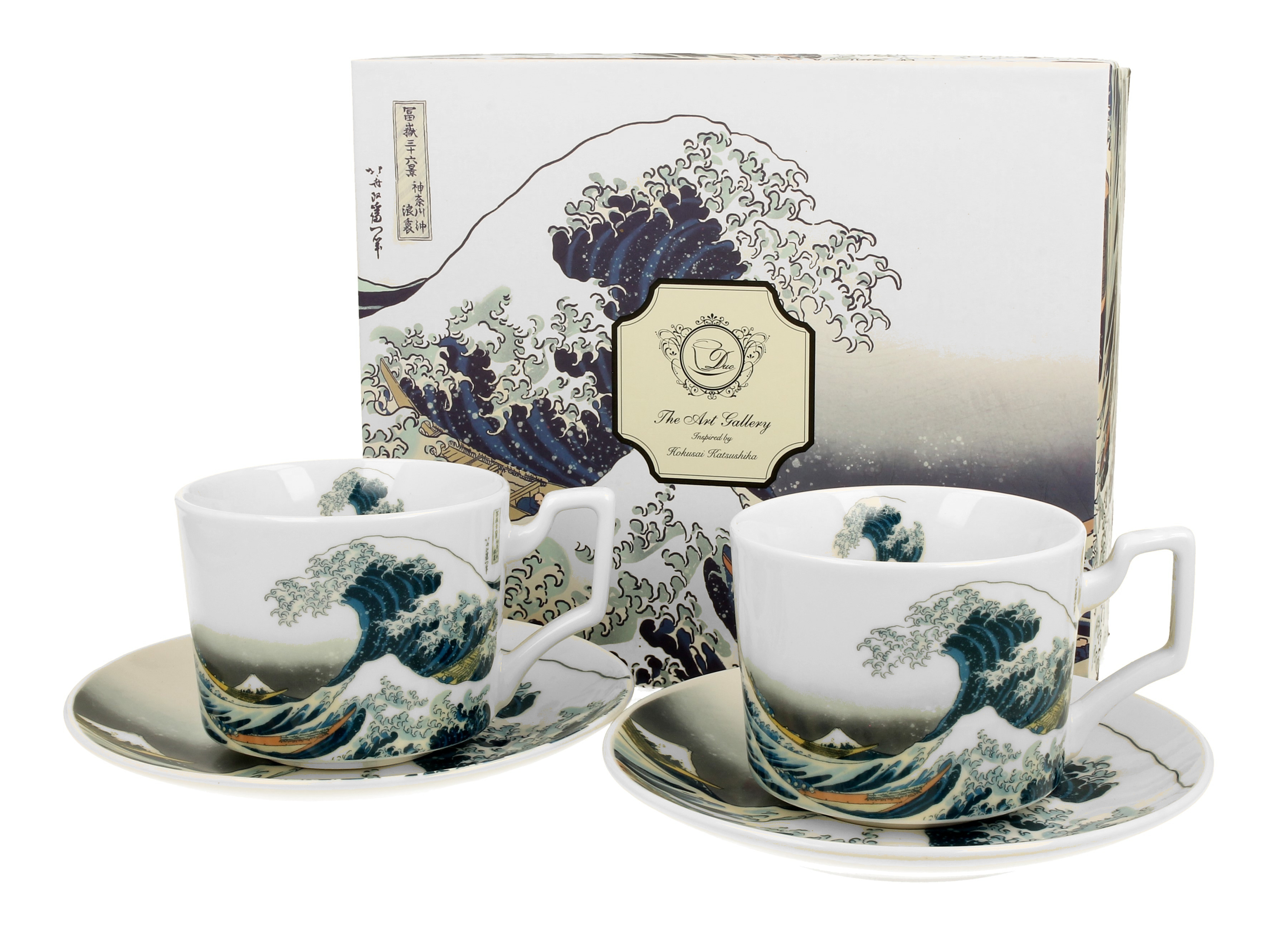 Sada dvoch luxusných šálok s podšálkou K. Hokusai - The Great Wave 270 ml