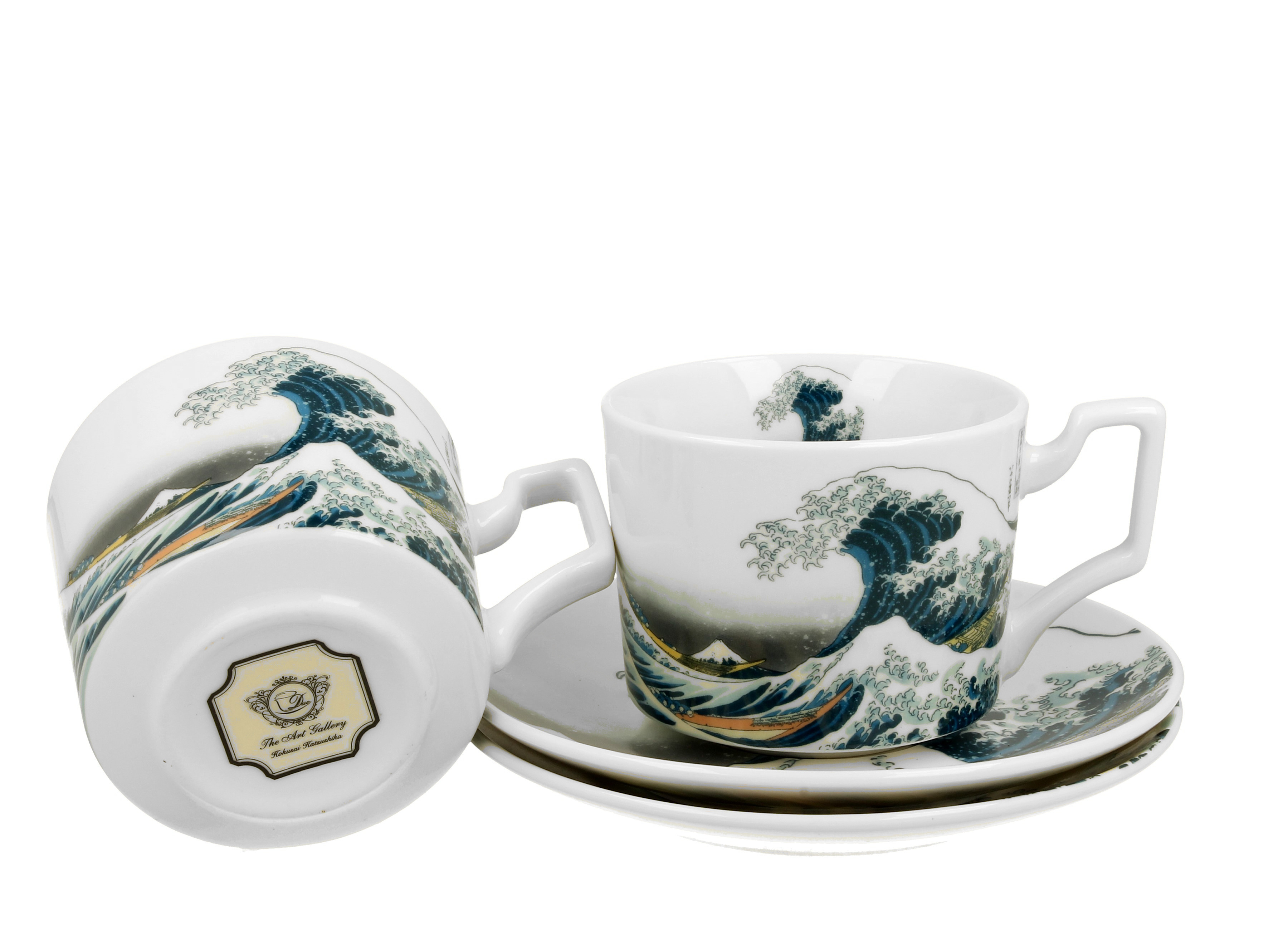 Sada dvoch luxusných šálok s podšálkou K. Hokusai - The Great Wave 270 ml