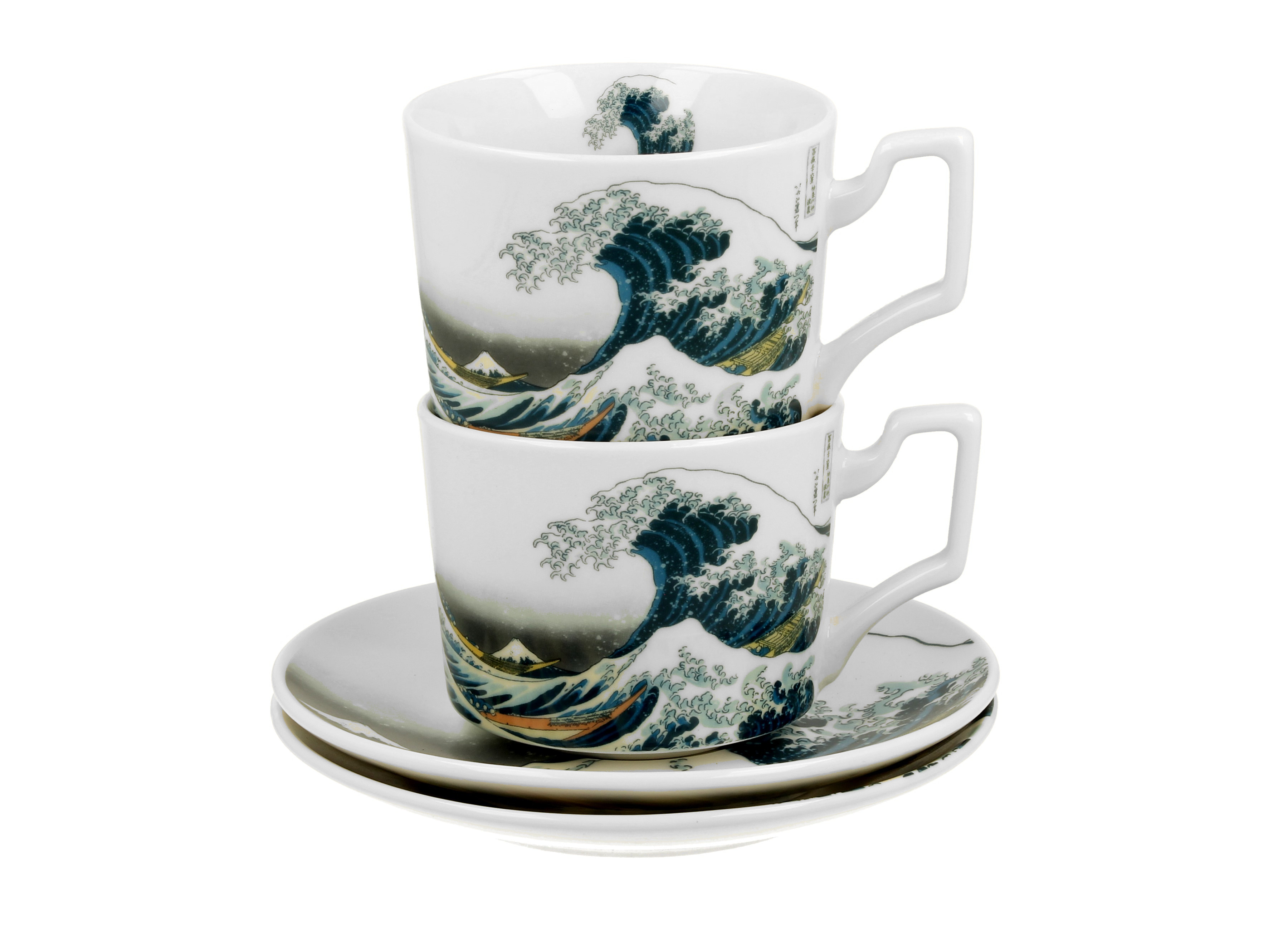 Sada dvoch luxusných šálok s podšálkou K. Hokusai - The Great Wave 270 ml
