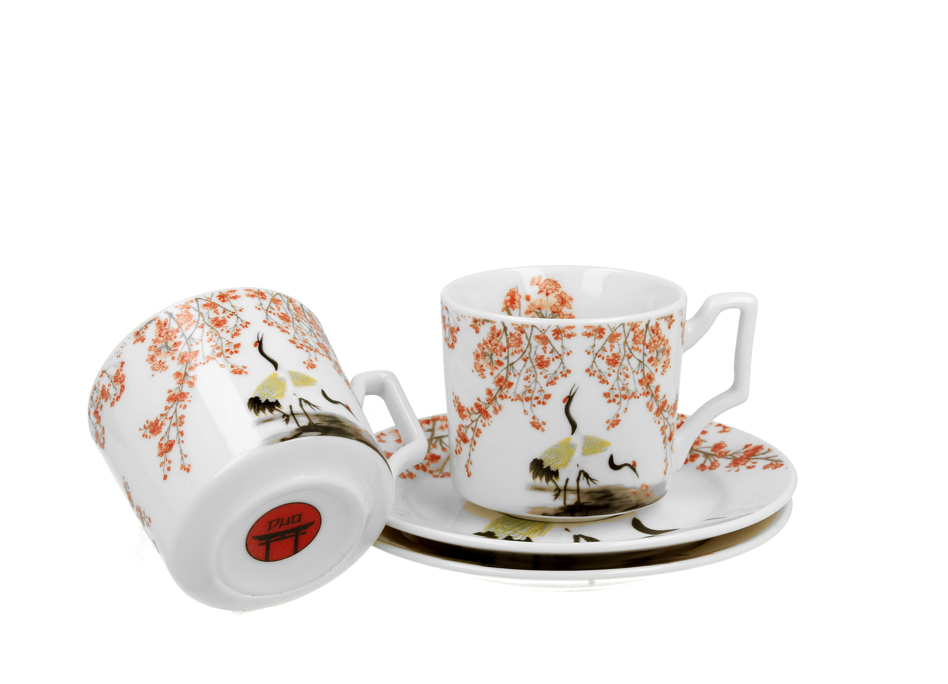 Sada dvoch luxusných espresso šálok s podšálkou Sakura & Cranes 110 ml