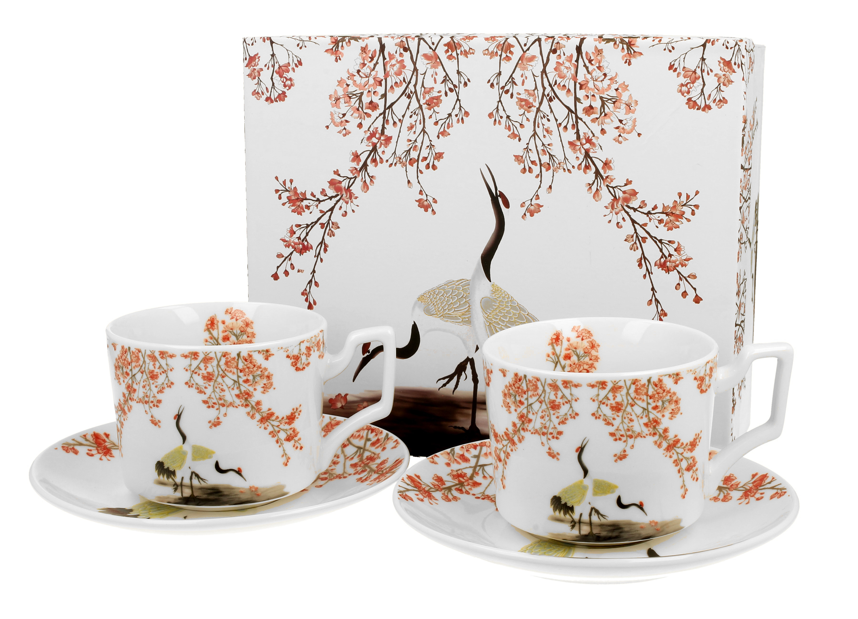Sada dvoch luxusných šálok s podšálkou Sakura & Cranes 270 ml