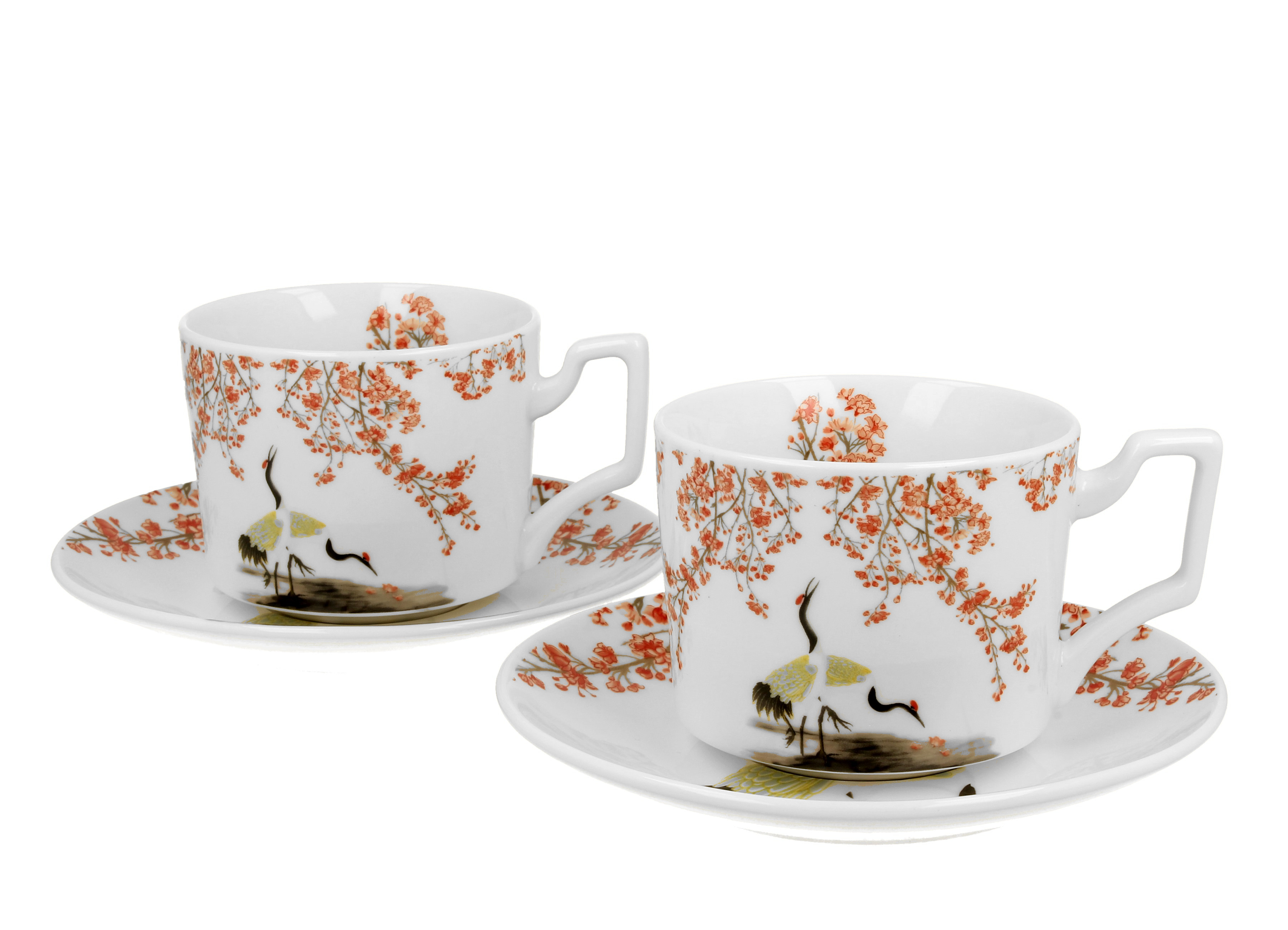 Sada dvoch luxusných šálok s podšálkou Sakura & Cranes 270 ml