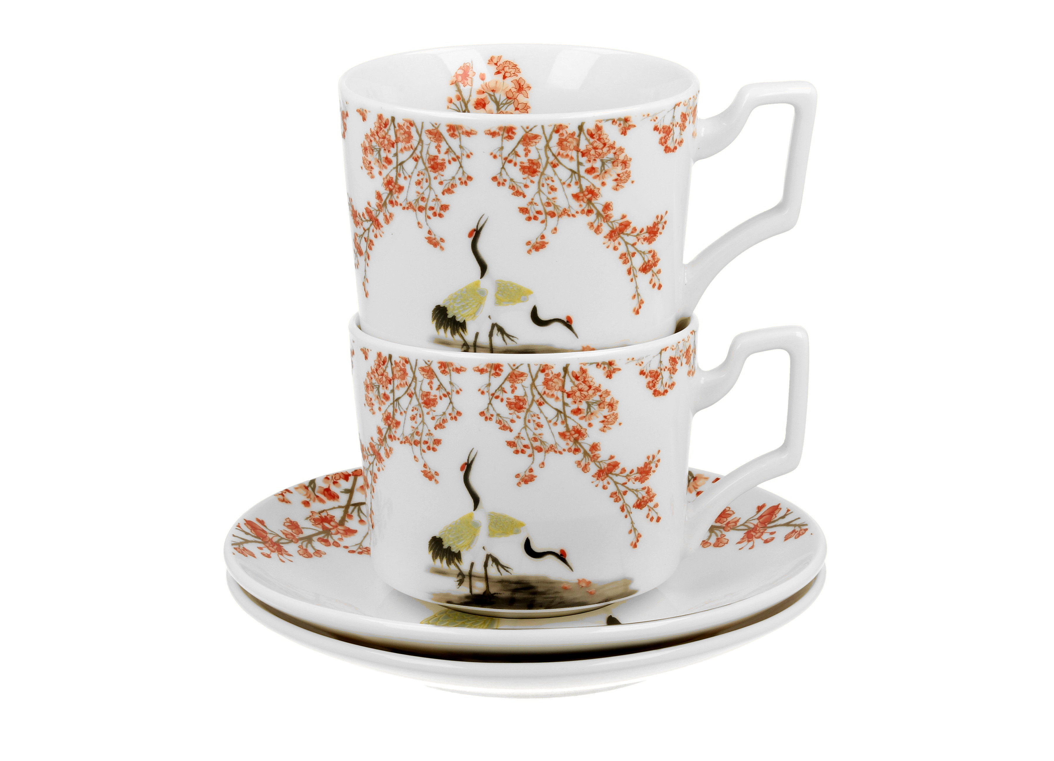 Sada dvoch luxusných šálok s podšálkou Sakura & Cranes 270 ml