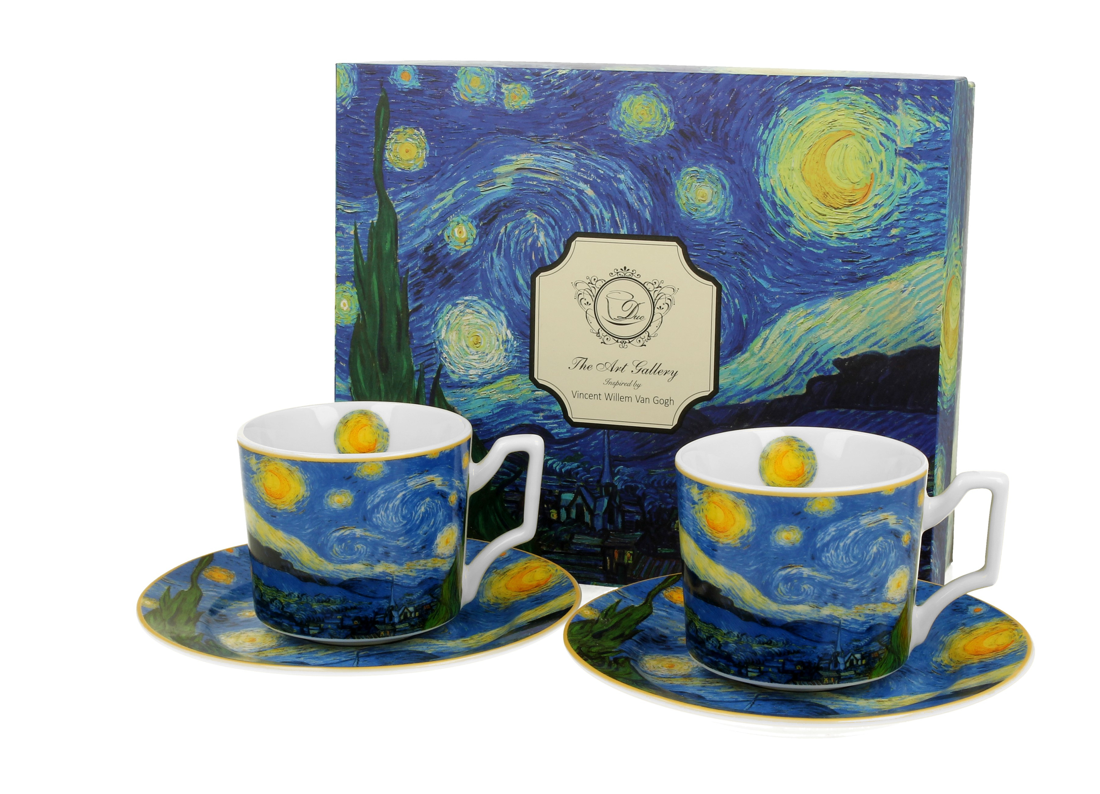 Sada dvoch luxusných espresso šálok s podšálkou Vincent Van Gogh - Starry Night 110 ml