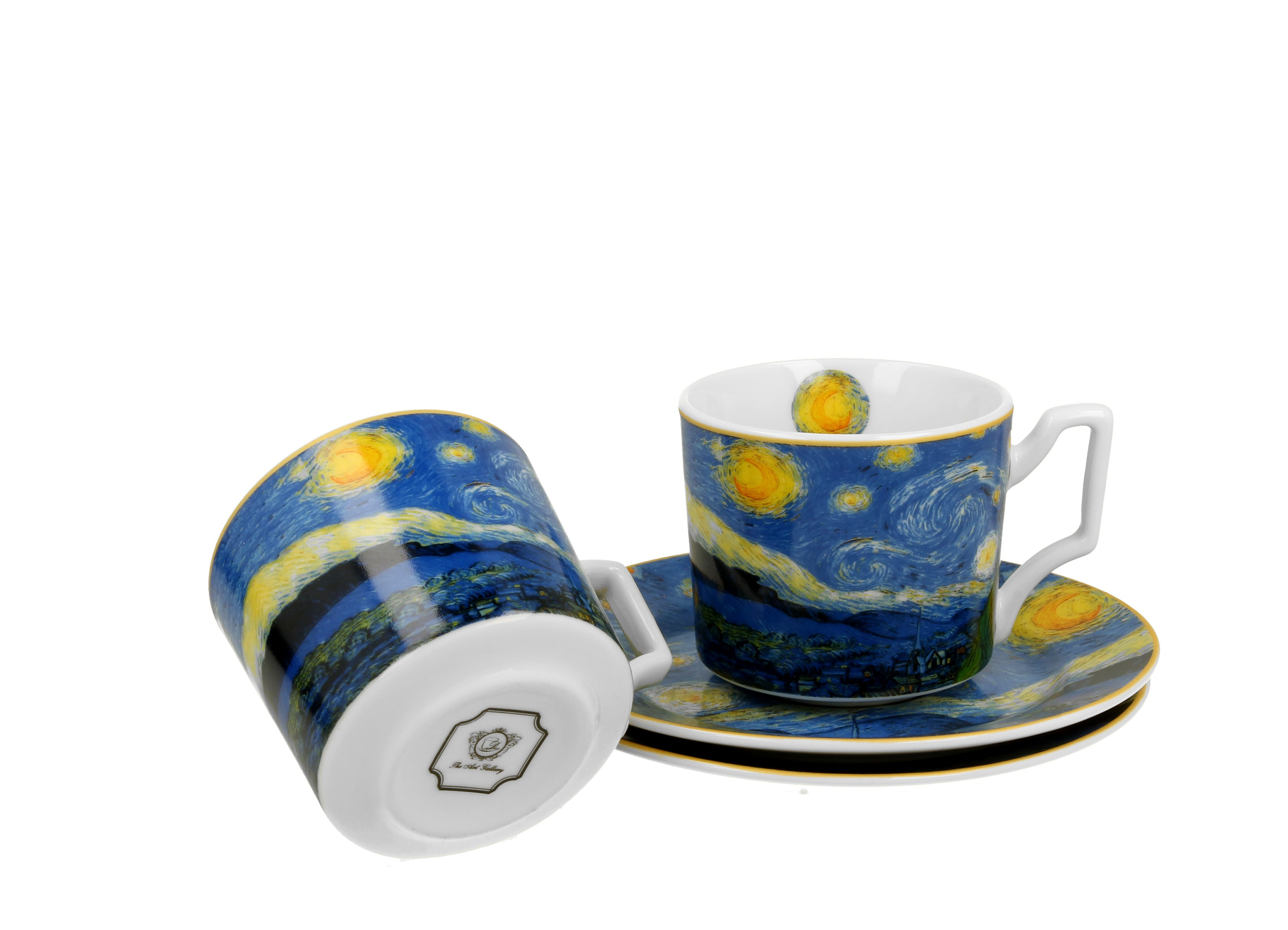 Sada dvoch luxusných espresso šálok s podšálkou Vincent Van Gogh - Starry Night 110 ml