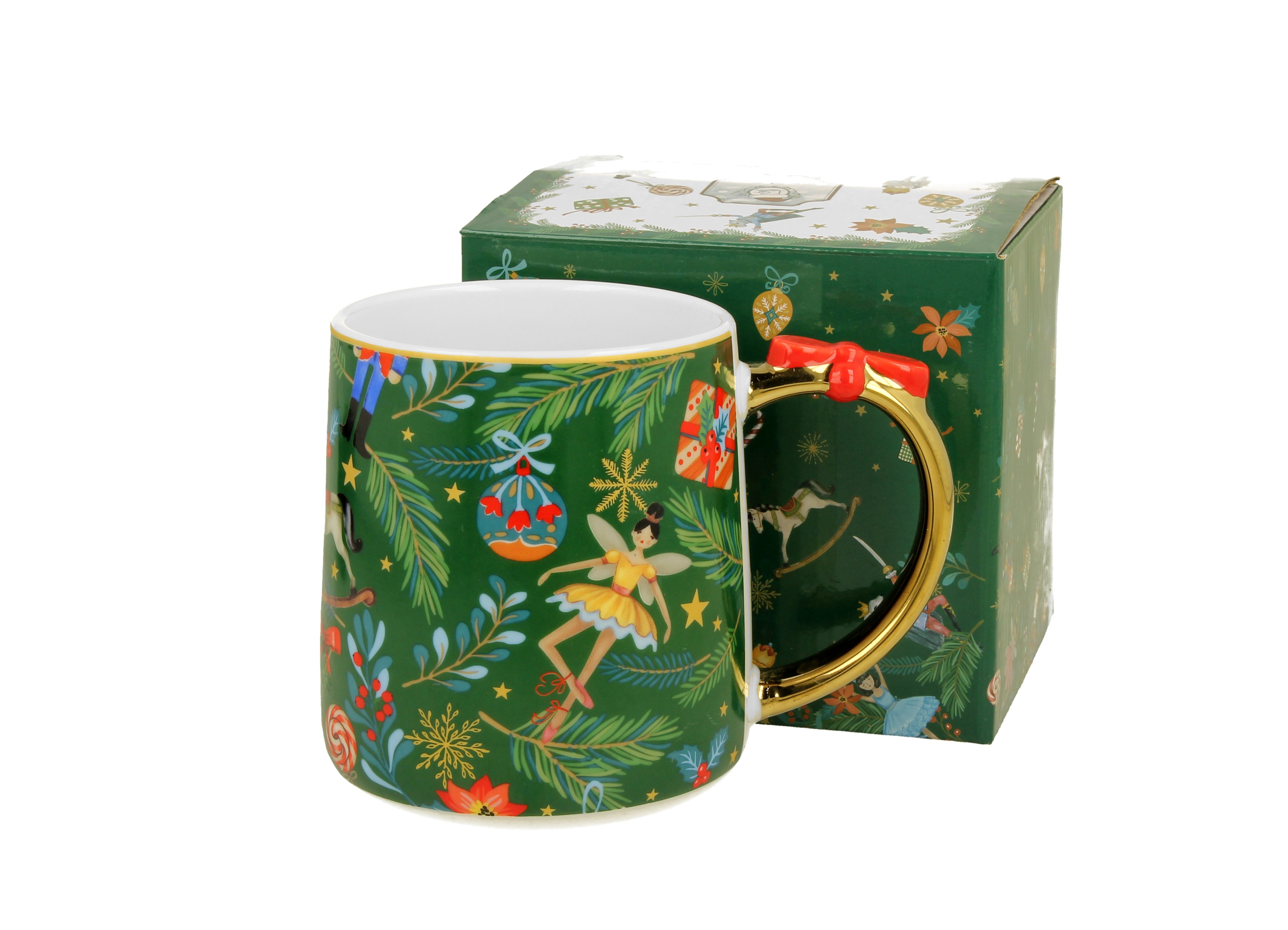 Porcelánový hrnček s mašľou (zlaté uško) Vianočná atmosféra 450 ml