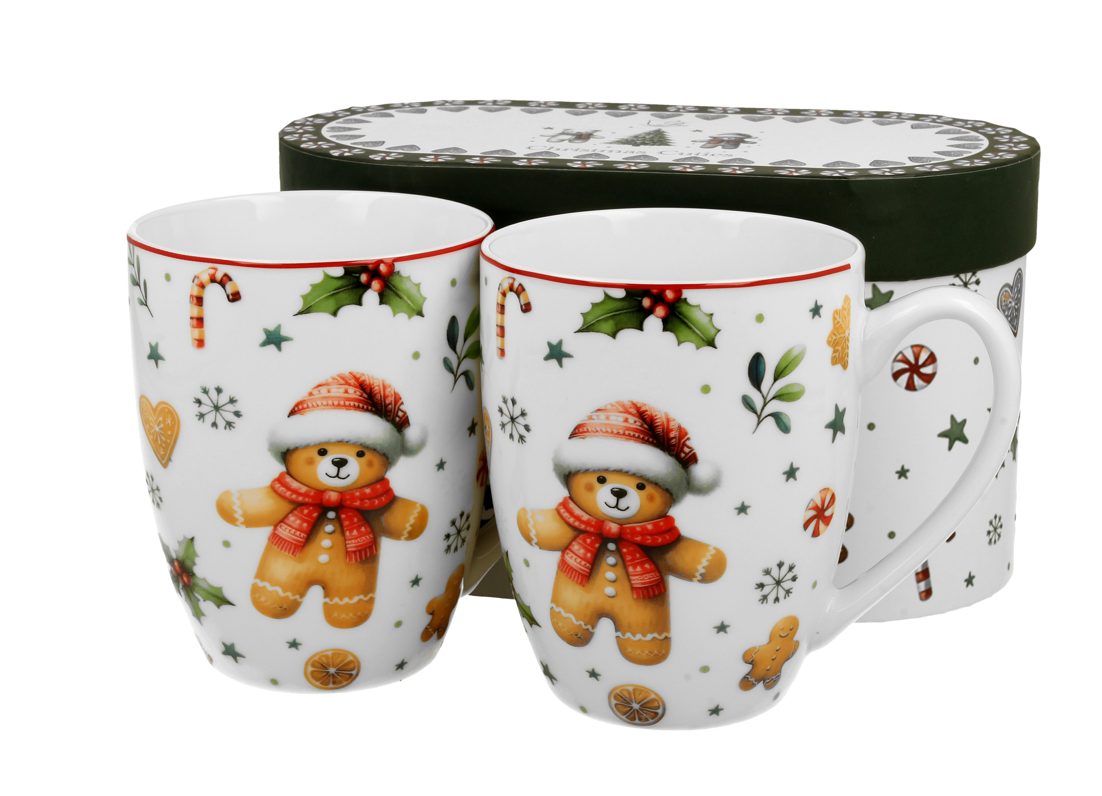 Sada dvoch klasických porcelánových hrnčekov Vianoční maznáčikovia 360 ml