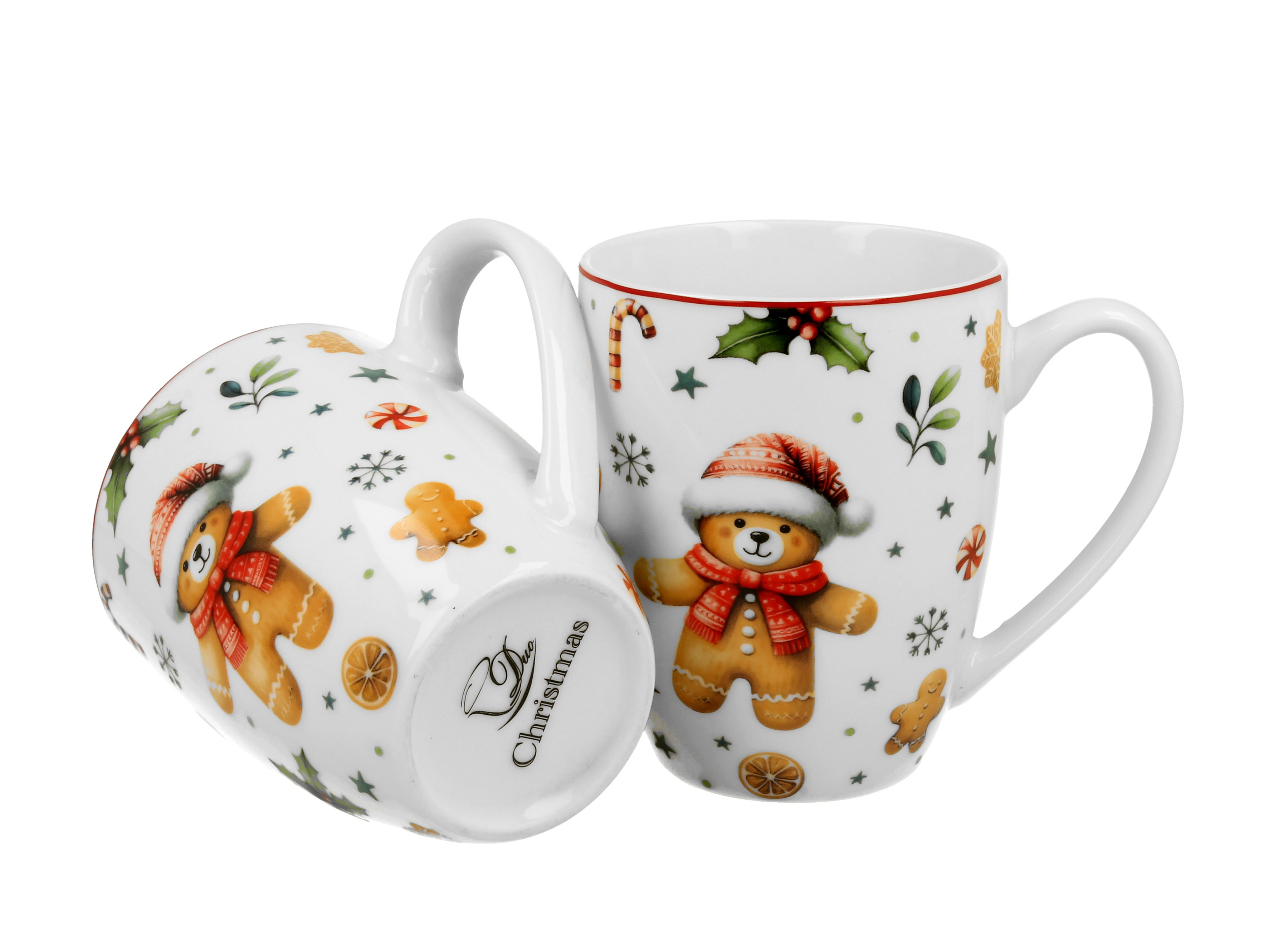Sada dvoch klasických porcelánových hrnčekov Vianoční maznáčikovia 360 ml