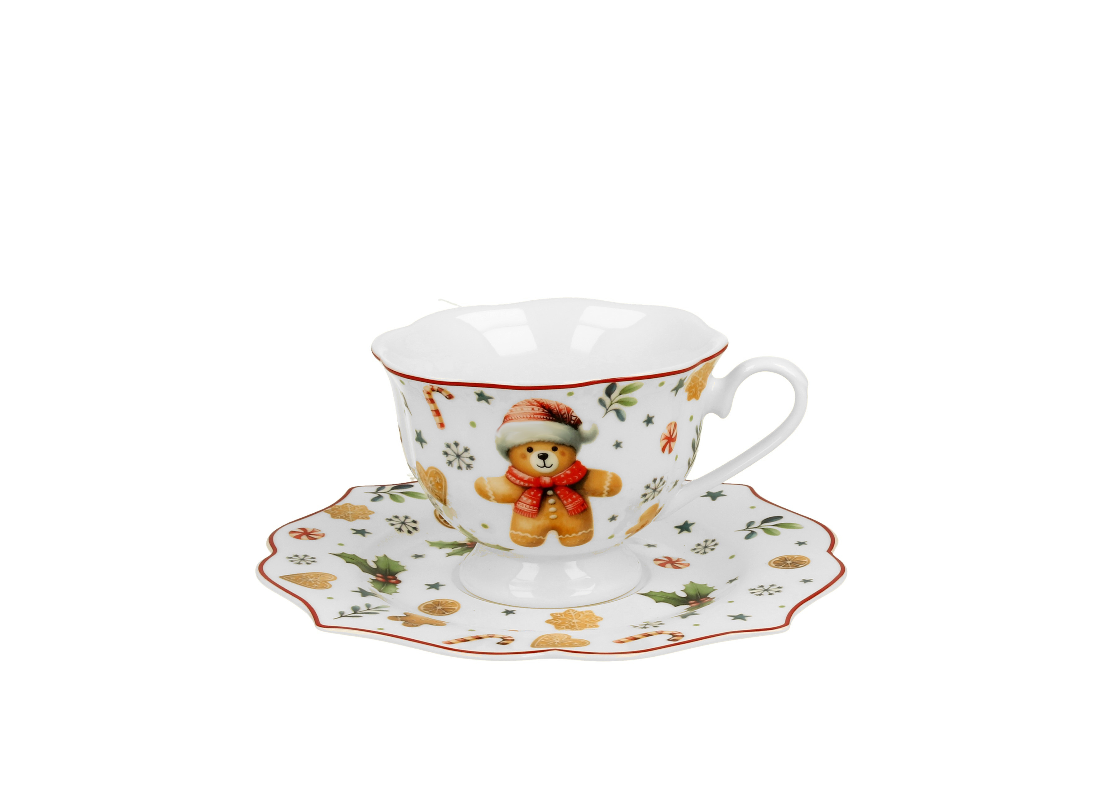 Porcelánová šálka s podšálkou Vianoční maznáčikovia 190 ml