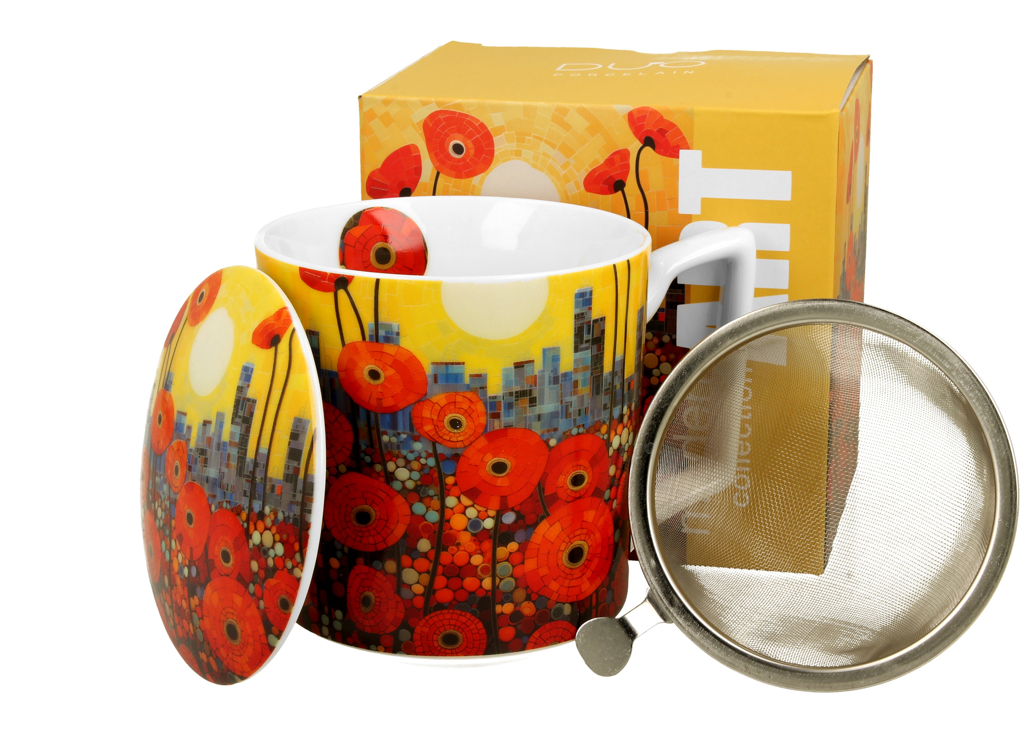 Porcelánový hrnček so sitkom a krytom Maky 450 ml