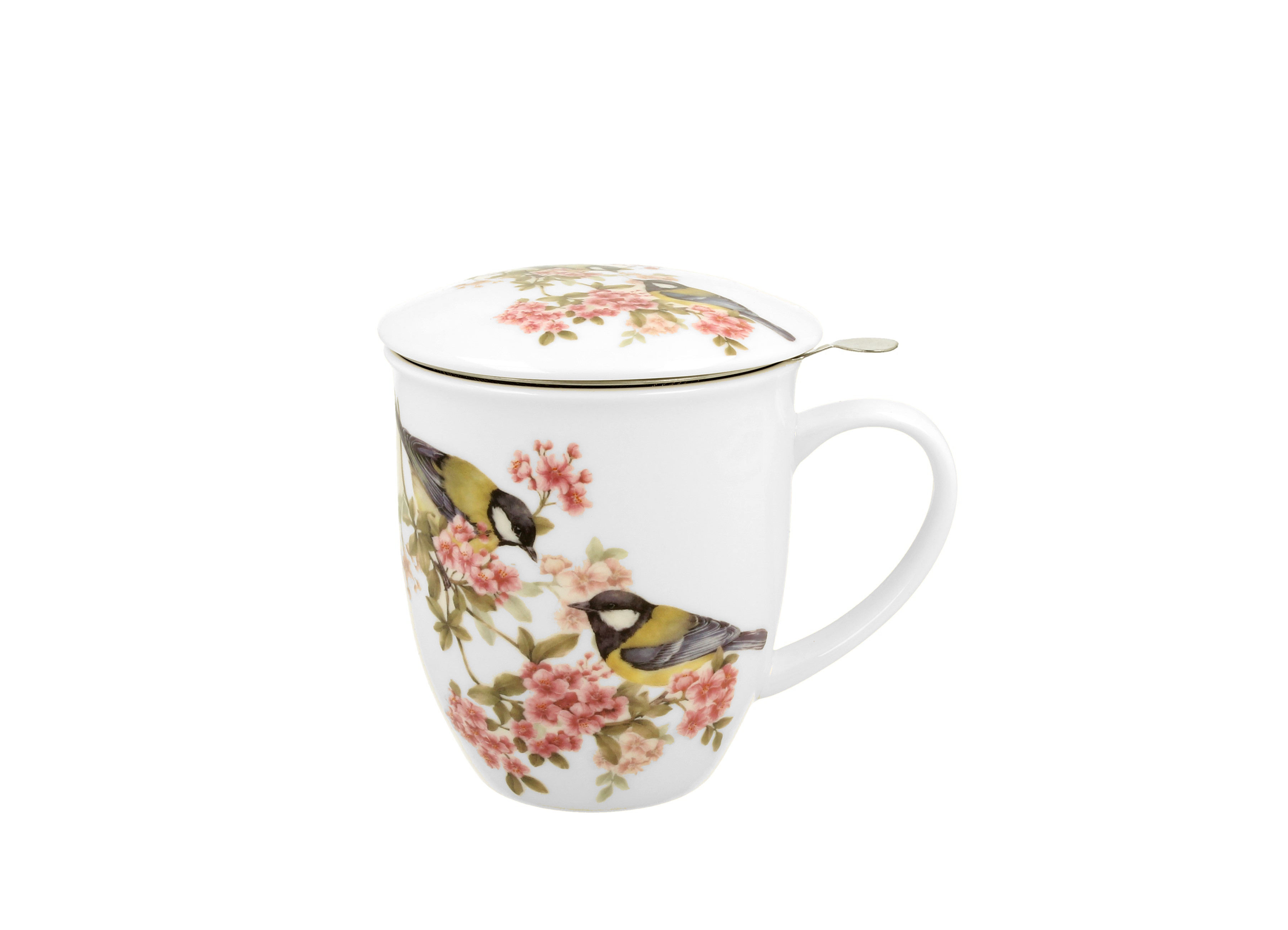 Porcelánový hrnček so sitkom a krytom Sýkorka veľká 400 ml