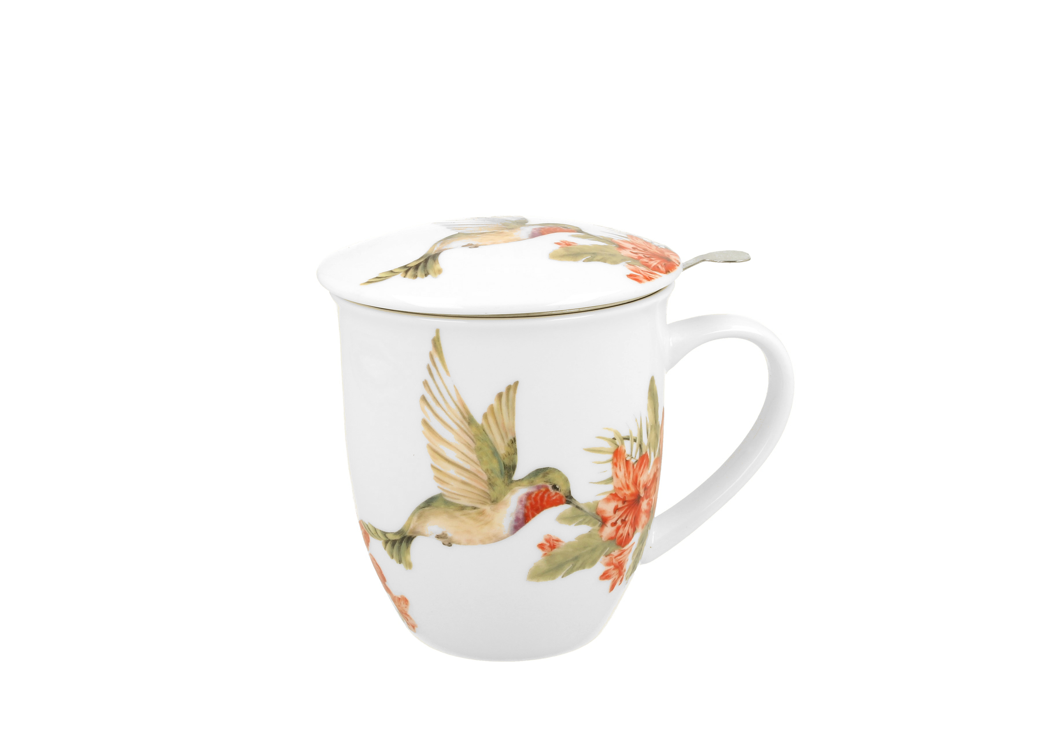 Porcelánový hrnček so sitkom a krytom Kolibrík 400 ml