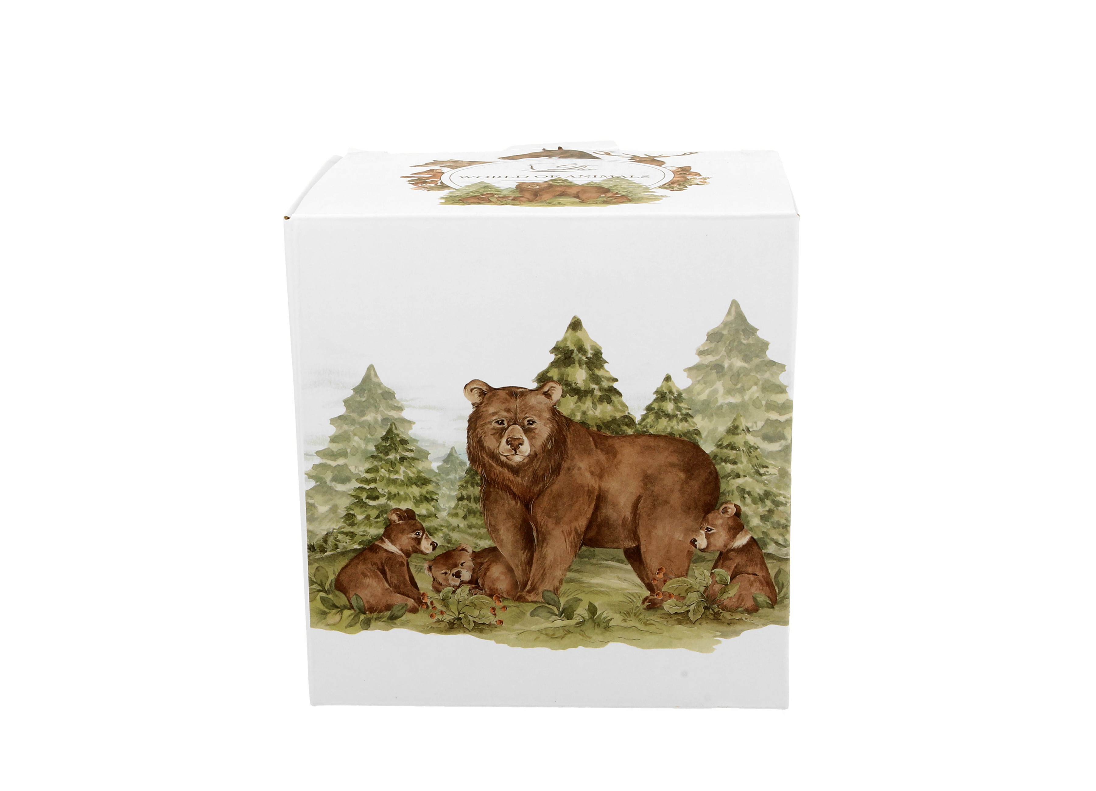 Porcelánový hrnček so sitkom a krytom Medvede 400 ml