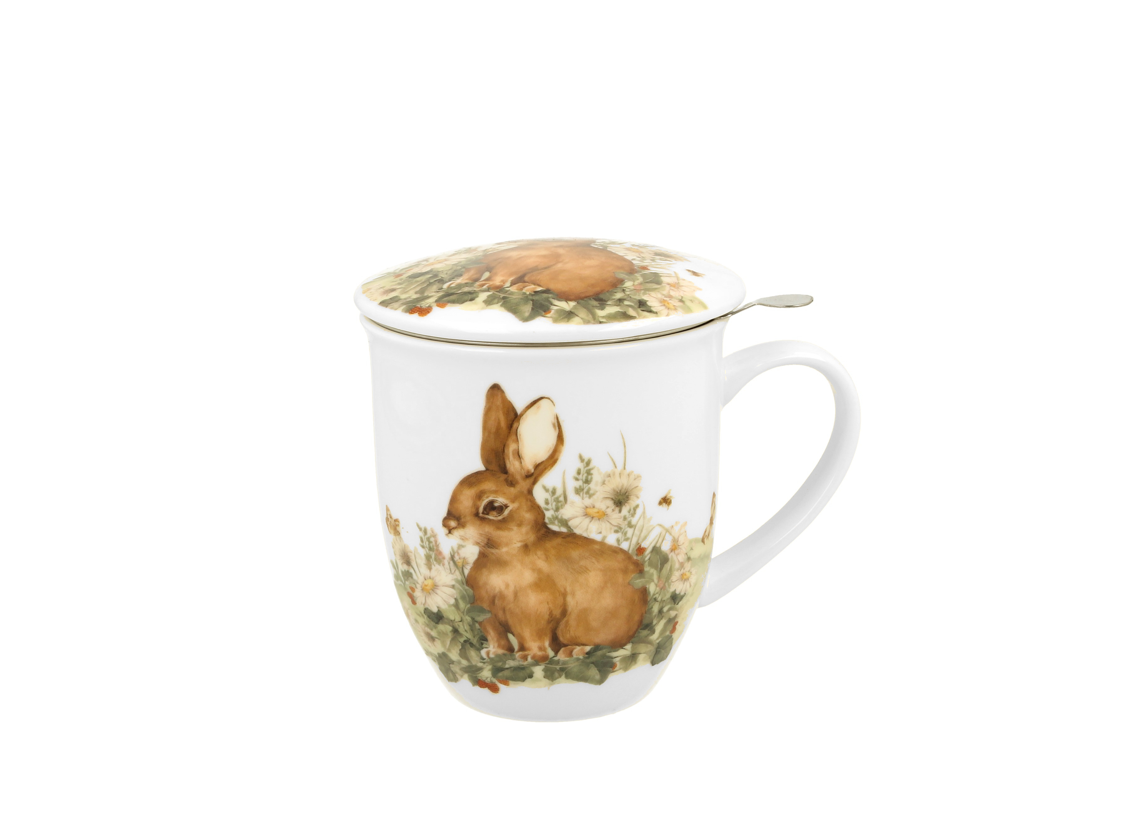 Porcelánový hrnček so sitkom a krytom Zajac 400 ml