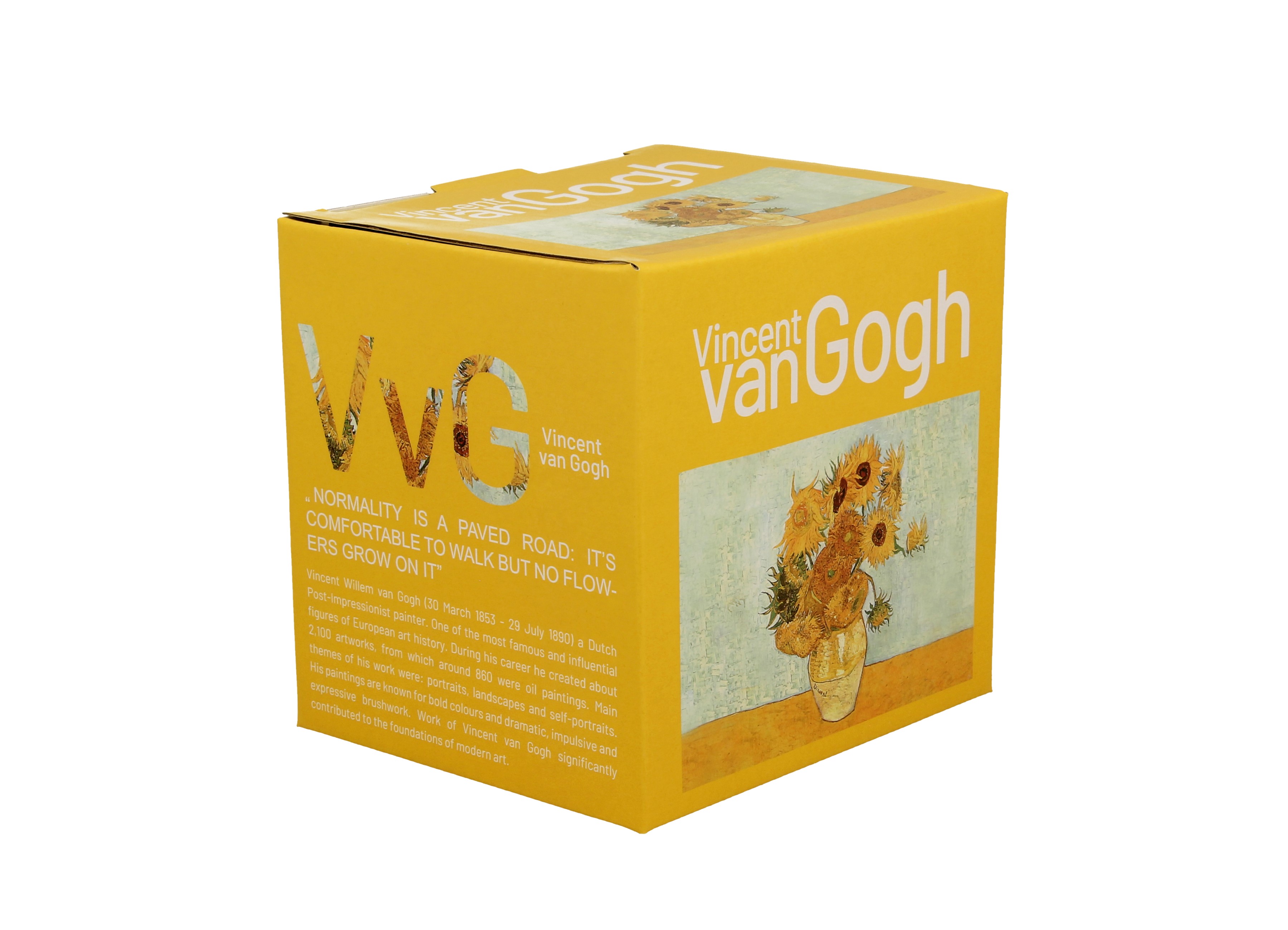 Porcelánový sudový hrnček so sitkom a krytom Vincent Van Gogh - Sunflowers 430 ml