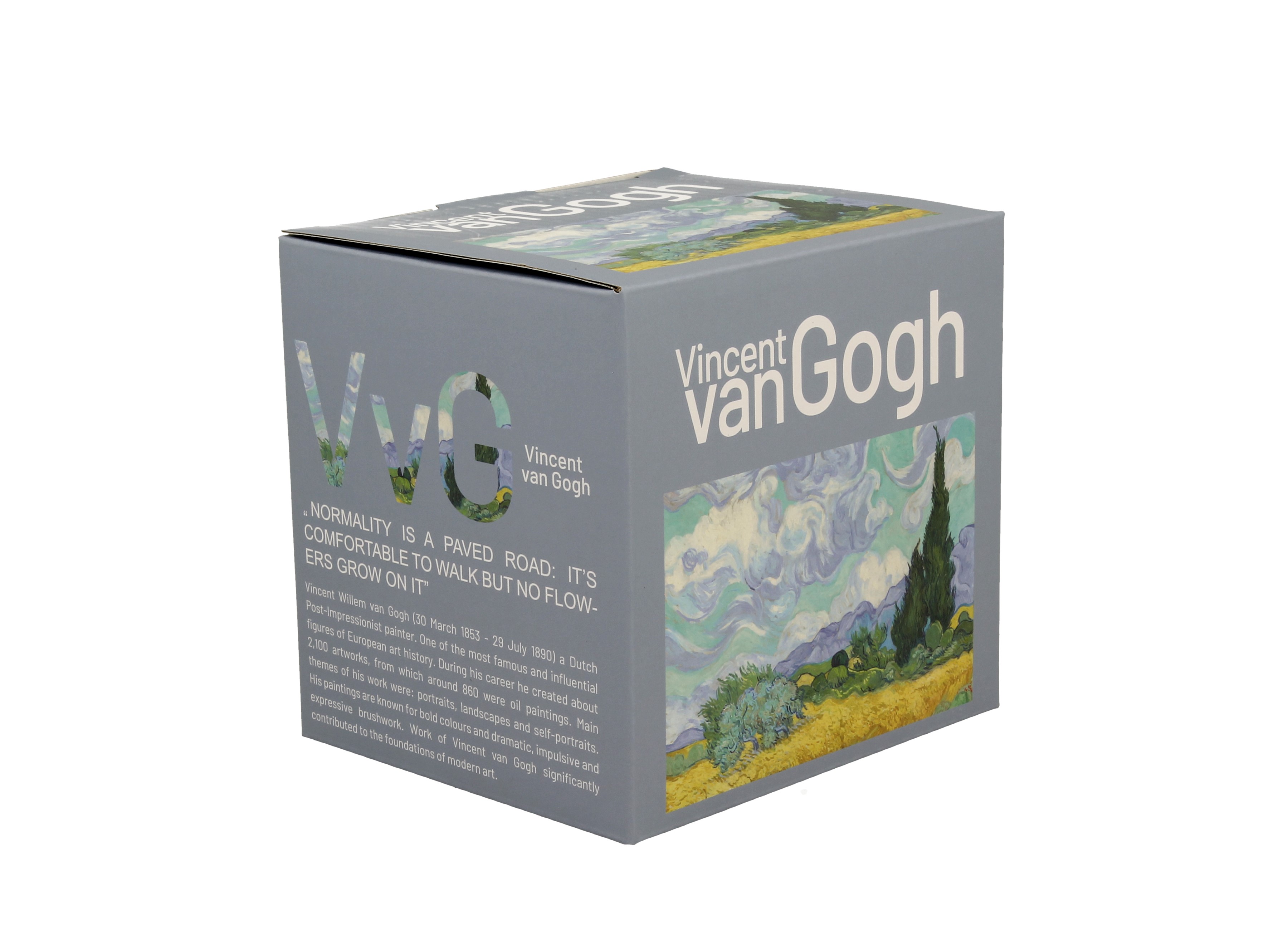 Porcelánový sudový hrnček so sitkom a krytom Vincent Van Gogh - Wheat Field 430 ml