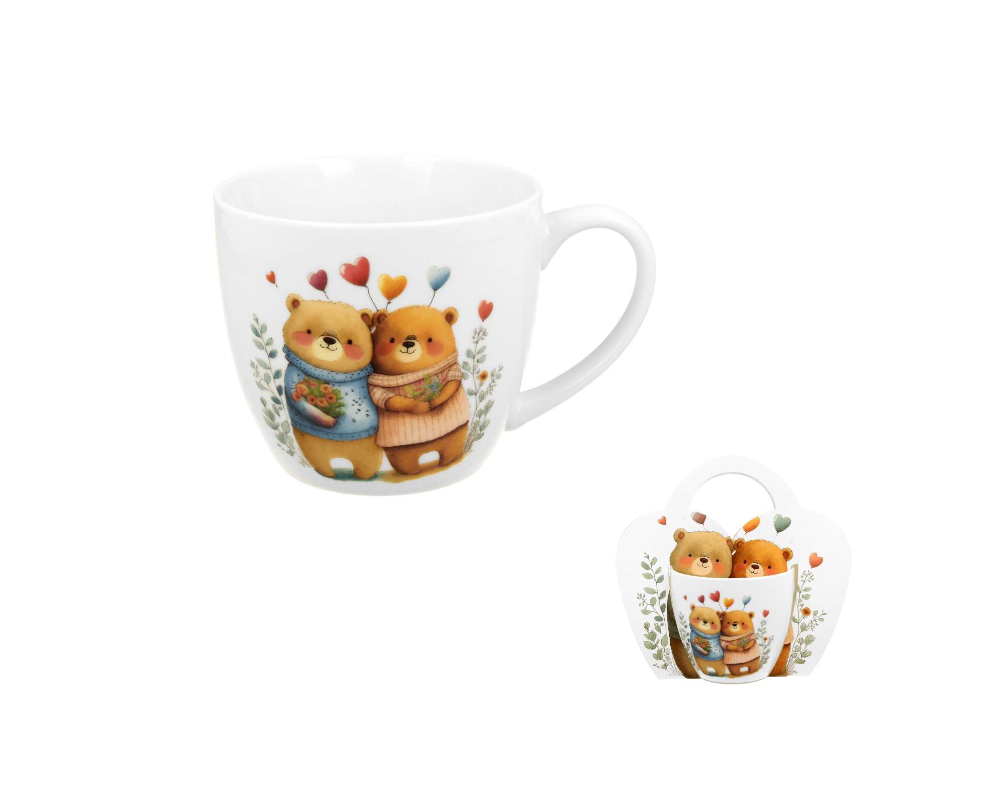 Klasický porcelánový hrnček Zaľúbené medvede 460 ml