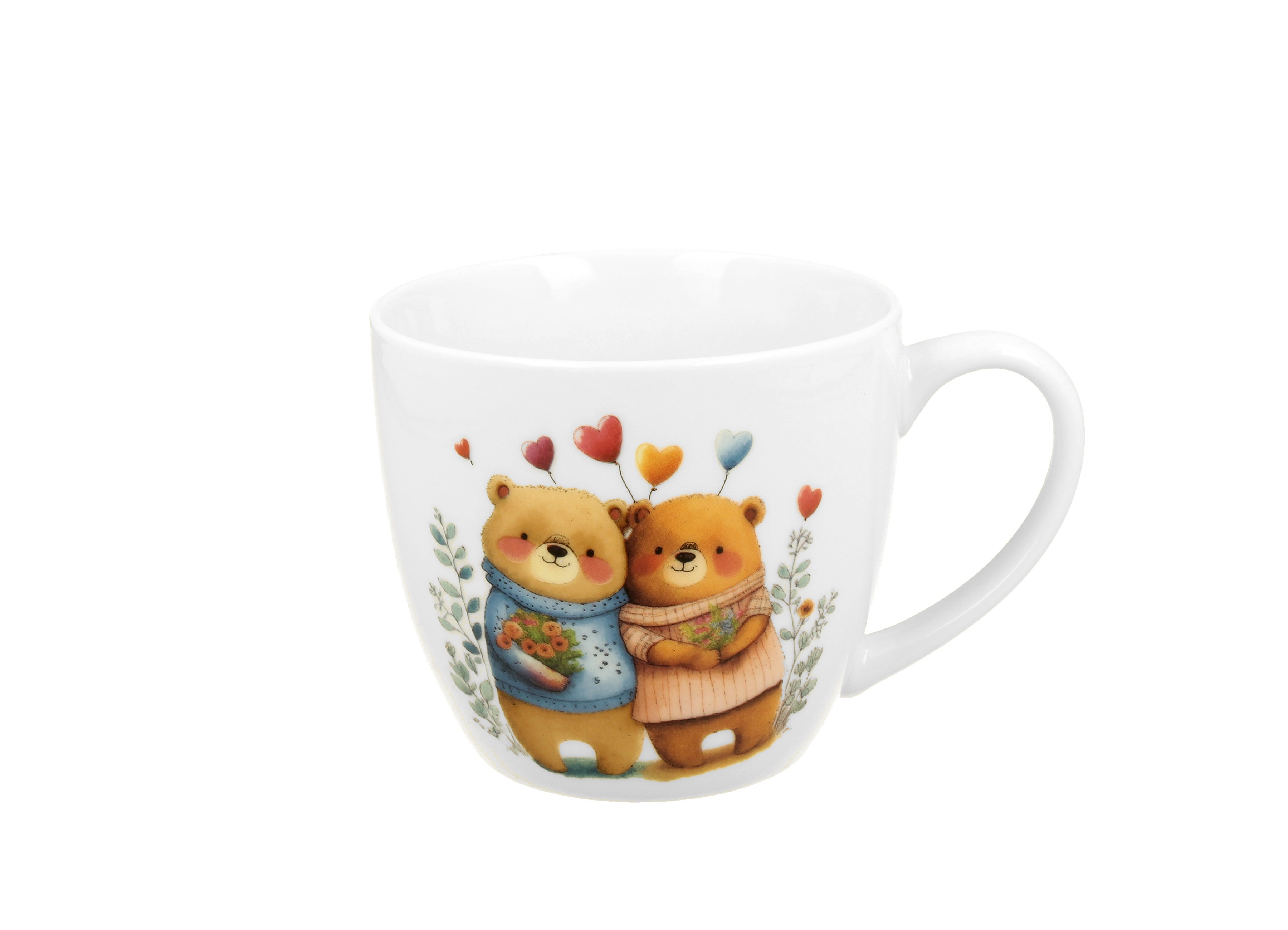 Klasický porcelánový hrnček Zaľúbené medvede 460 ml