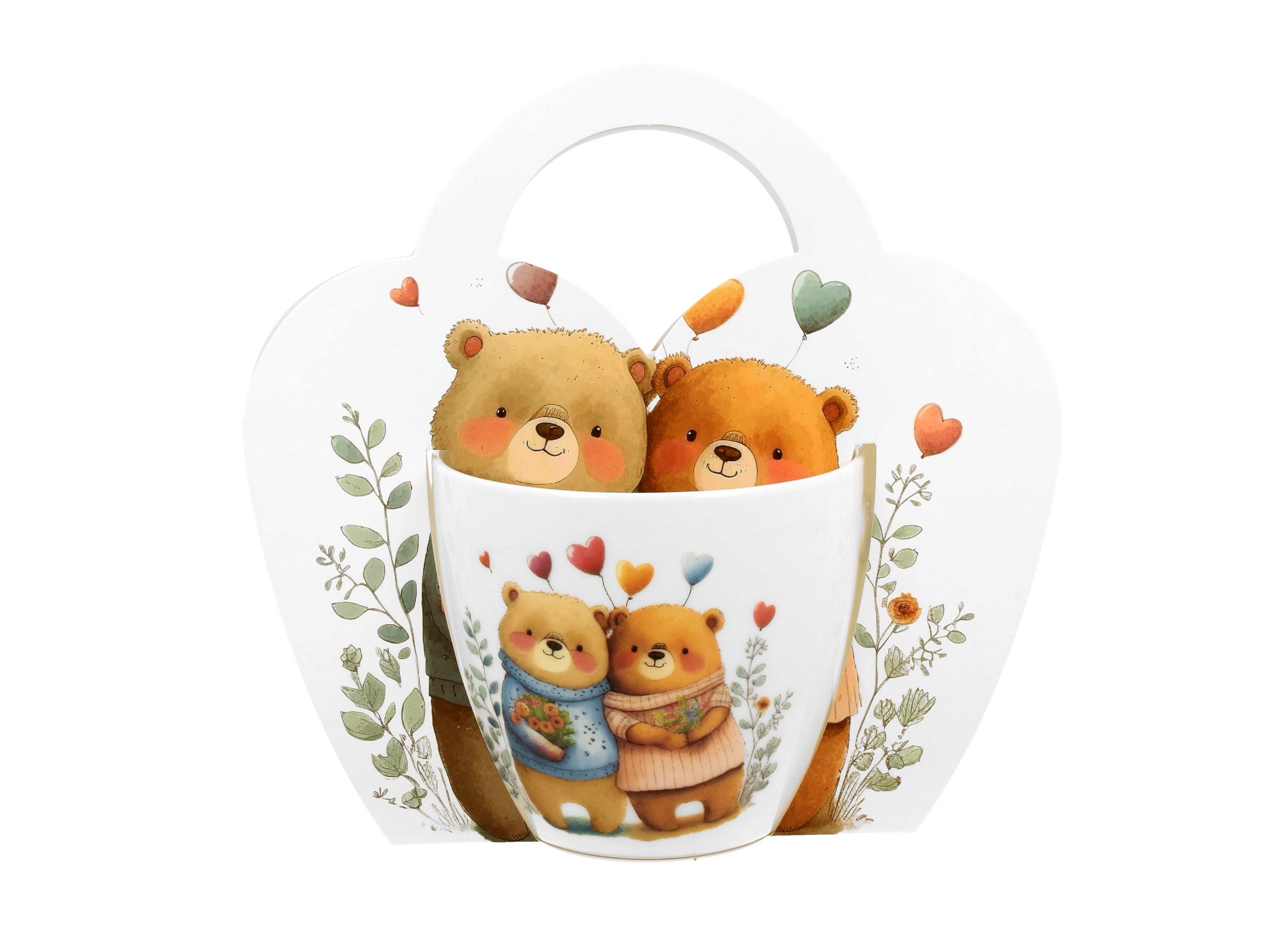 Klasický porcelánový hrnček Zaľúbené medvede 460 ml