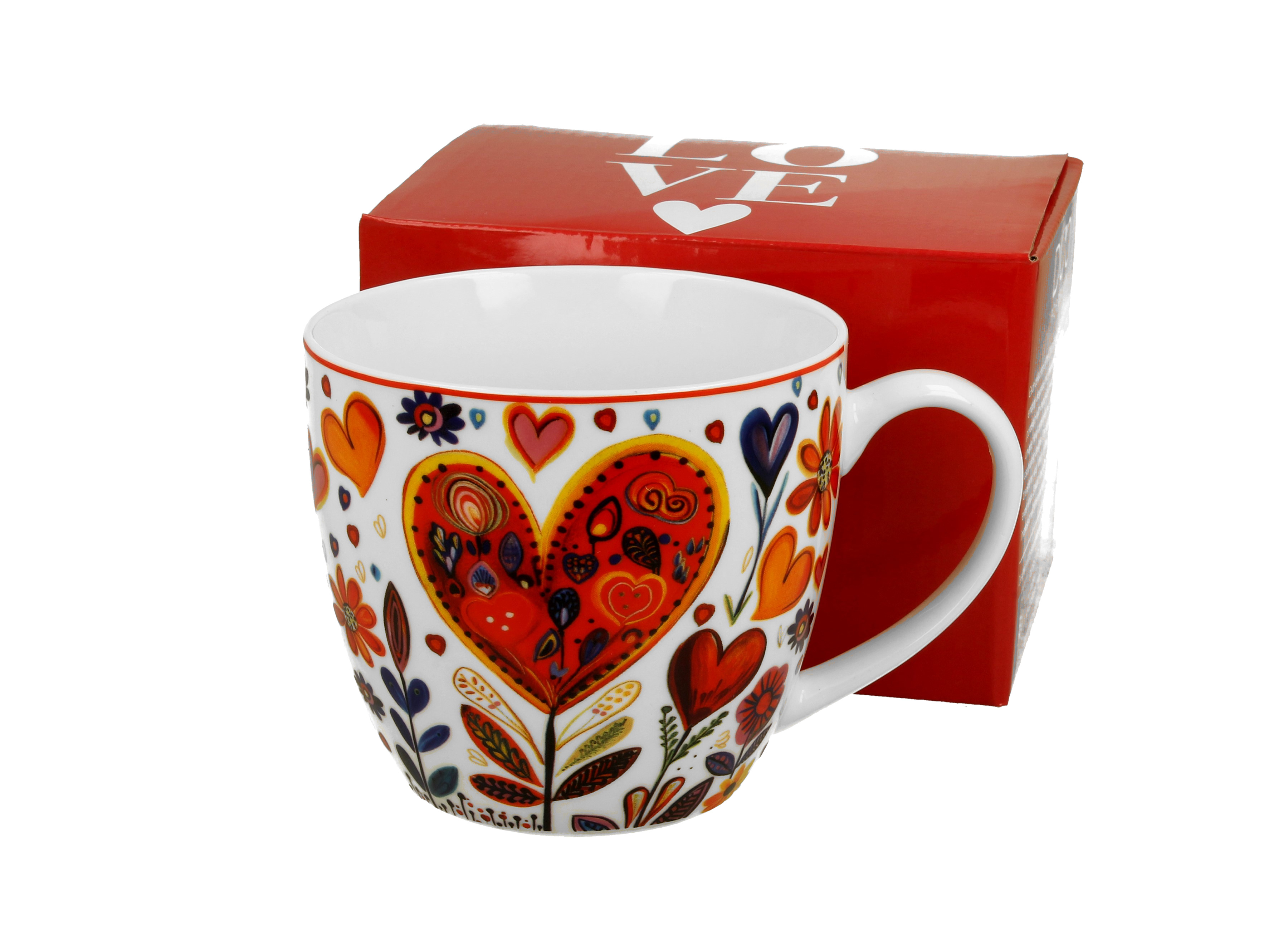 Porcelánový hrnček Farebné srdcia veľké 460 ml