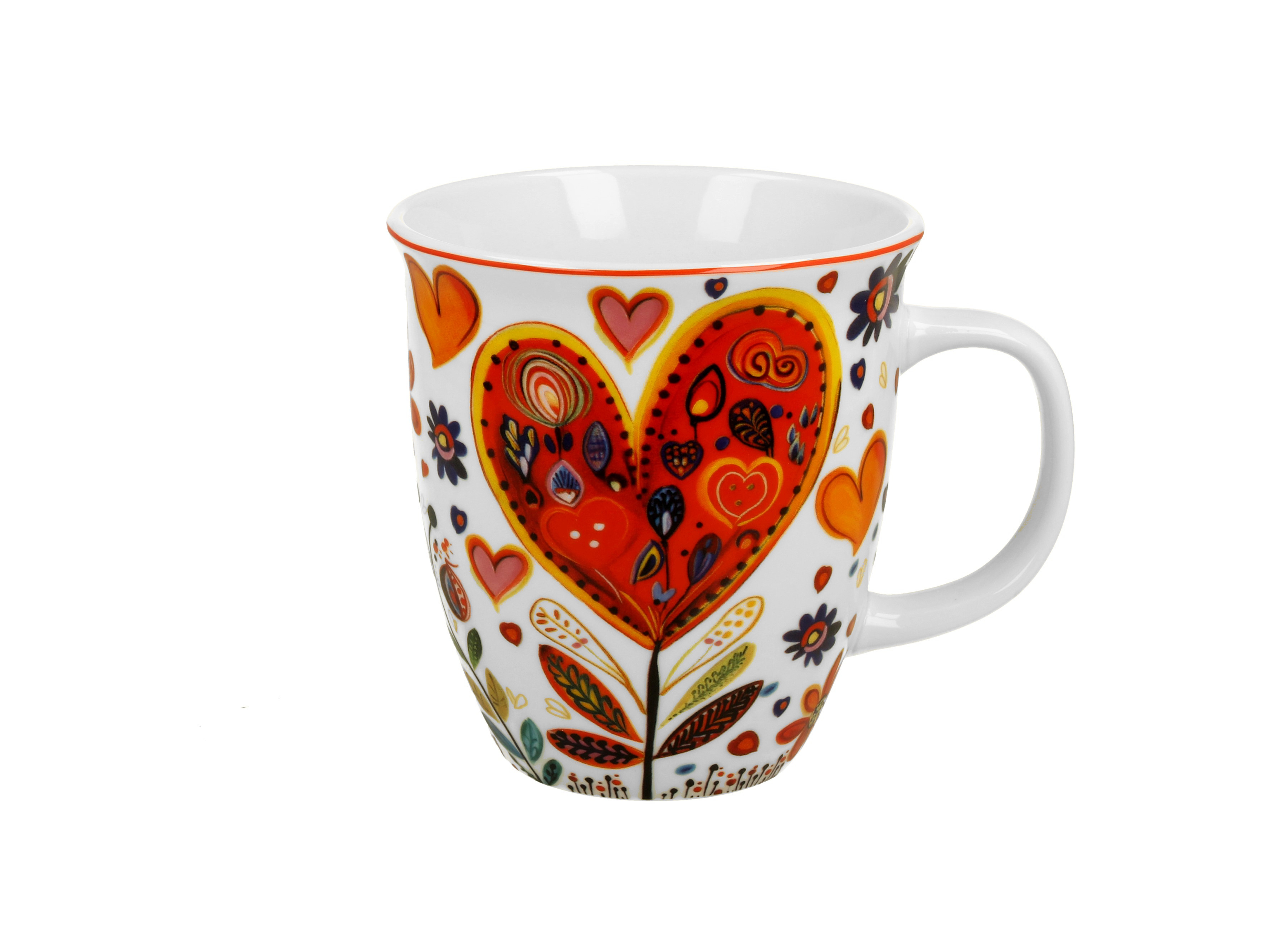 Porcelánový hrnček Farebné srdcia veľké 650 ml