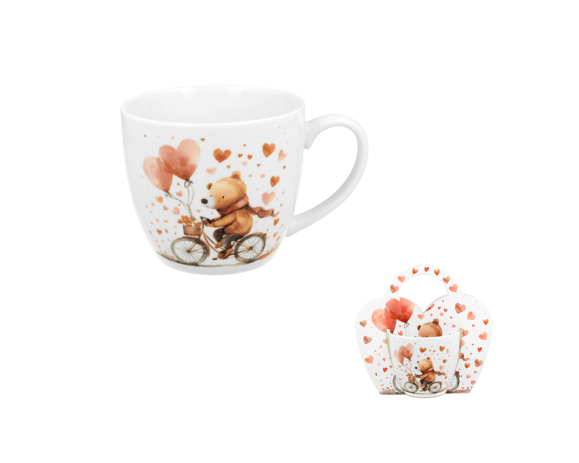 Klasický porcelánový hrnček Medveď na bicykli 460 ml